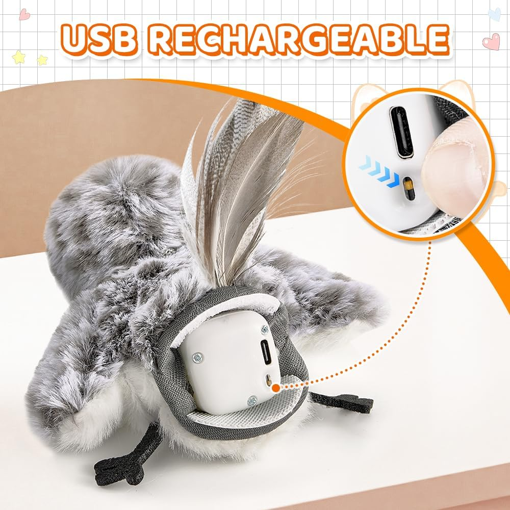 Slowton Cat Toys Rechargeable Interactive - Touch Activated Flapping Bird Catnip Toys with Lifelike Chirping - Plush Bird Toy Indoor Kitten Kitty Exercise image number 6