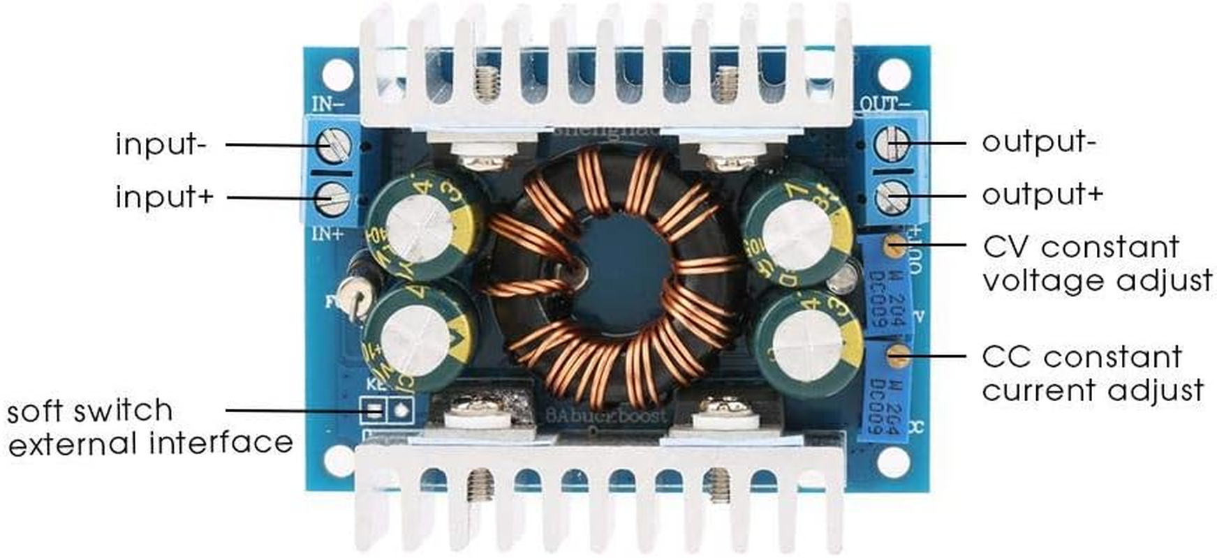 Sutinna Boost/Buck Voltage Regulator Module, DC 5-30V~1.25-30V, 5V Output, DC Power Connector (Input and Output), Power Converter image number 2