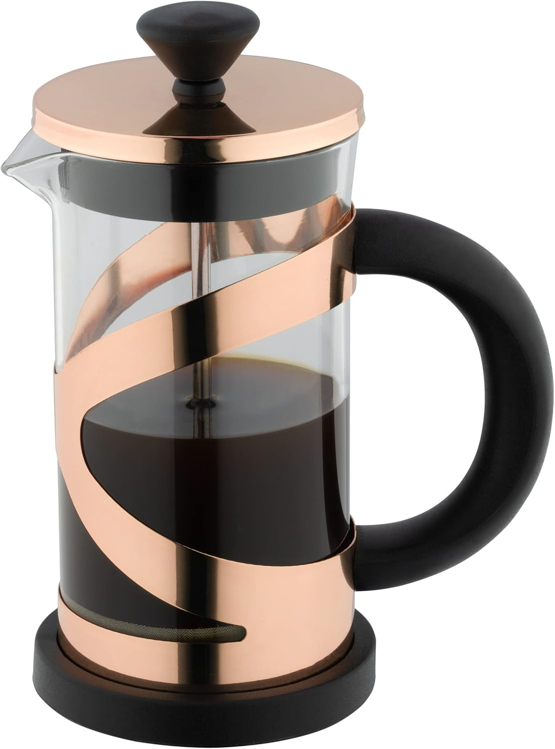 Caf&eacute; Ol&eacute; Classico Gold Cafeti&egrave;re, French Press Coffee Maker, Stainless Steel Mesh Filter, Glass Body with Stylish Gold Finish, 1000Ml (8 Espresso Cups, 4 Mugs)