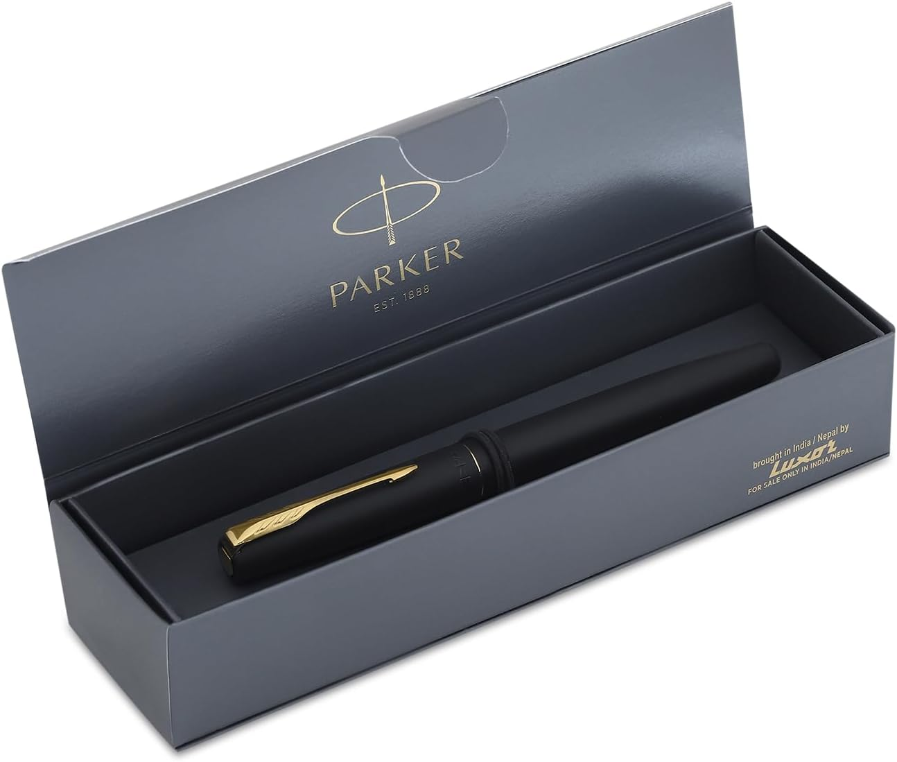 Parker Frontier Matte Black Gold Trim Fountain Pen image number 4