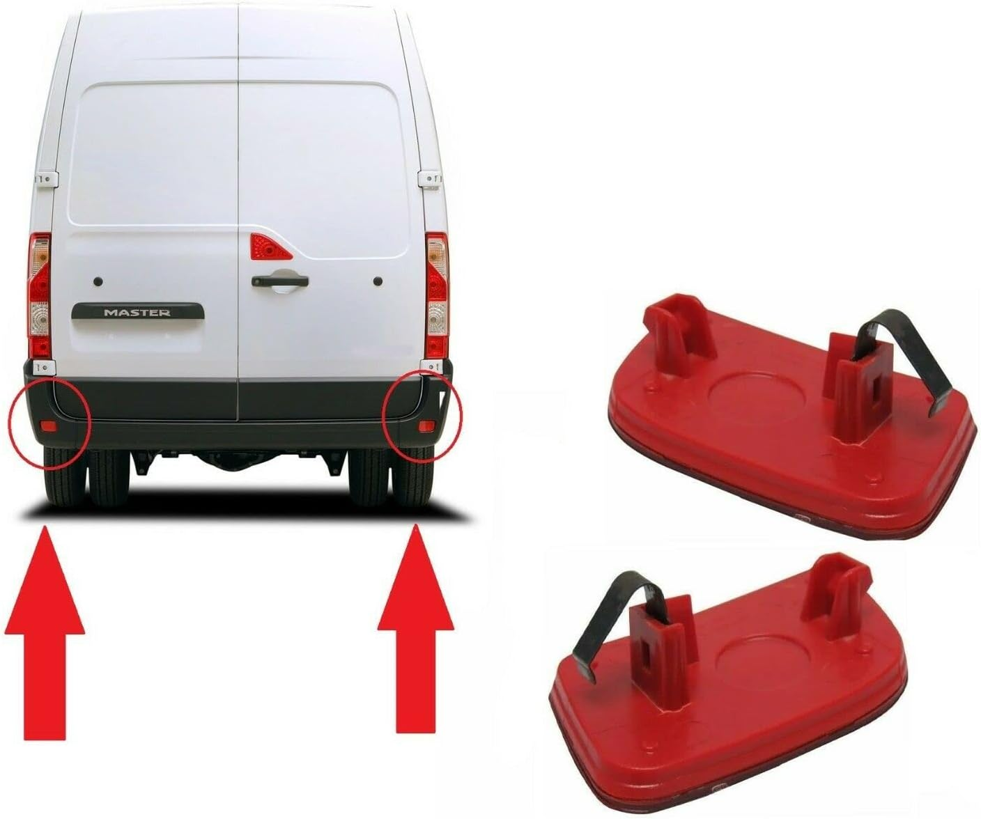 Rear Bumper Reflector Left & Right (Pair) Compatible with Master III, Movano B, NV400 2011-2019 image number 2