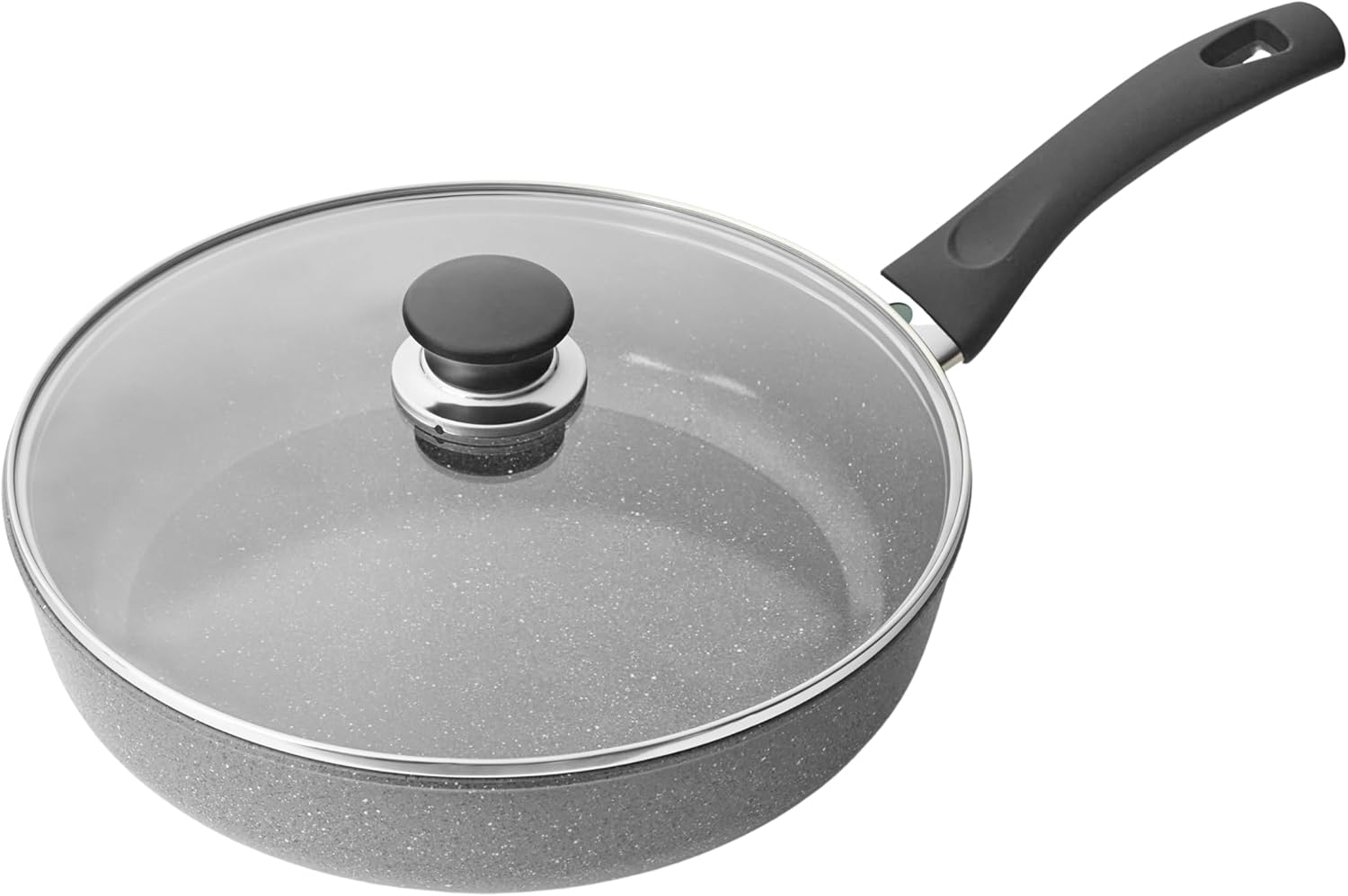 Ballarini Z1034-046 Barri Ceramic Frying Pan, Deep 11.0 Inches (28 Cm), Glass Lid, Made in Italy, IH Compatible, PFAS Free, Ceramic Coating image number 1