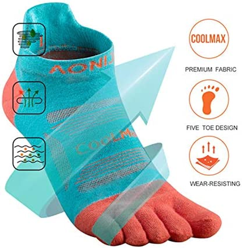3 Pack Sports Low Cut Socks Men Women Toesocks Arch Support No Blister Five Finger Toe Socks image number 3
