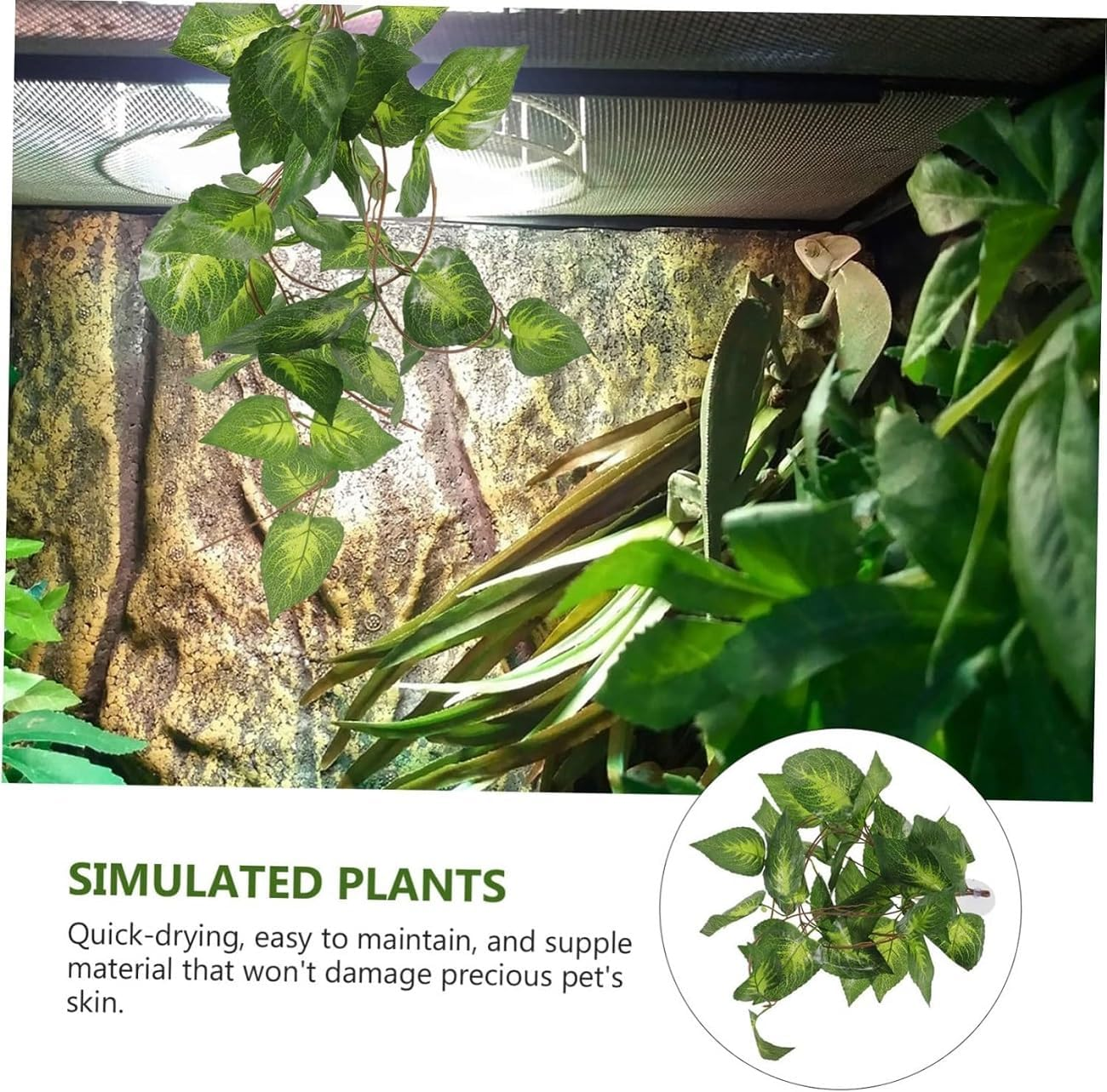 WADY Fake Plant Reptile Tank Hanging Realistic Decorative Reptile Plant Fake Artificial Terrarium Plant Ornament for Aquarium Ideal for Reptile (&lrm;Light Green) image number 2
