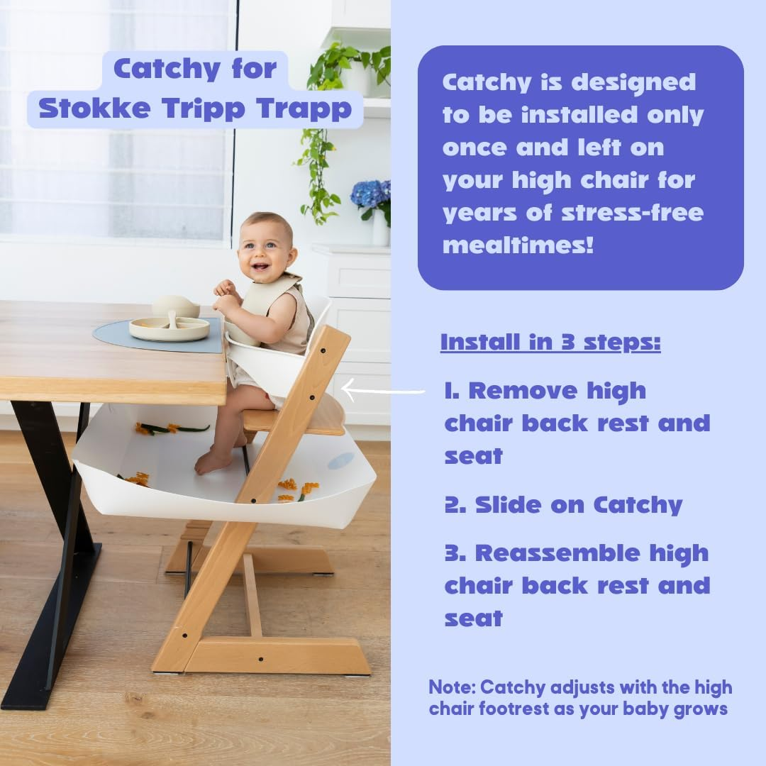 CATCHY - Food Catcher - Compatible with Stokke Tripp Trapp High Chair + 11 Other High Chairs - Highchair Sold Separately - Baby & Toddler Food & Mess Catcher - under High Chair Accessory image number 4