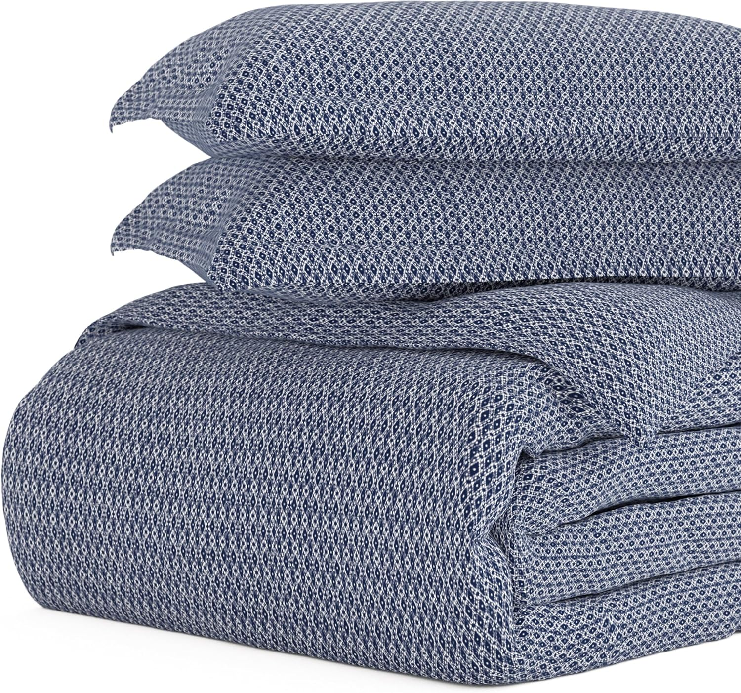 Home Collection Ienjoy Home Hotel Collection Premium Ultra Soft Blue Diamond Pattern 3 Piece Duvet Cover Bed Sheet Set Twin/Twin Extra Long Navy image number 2