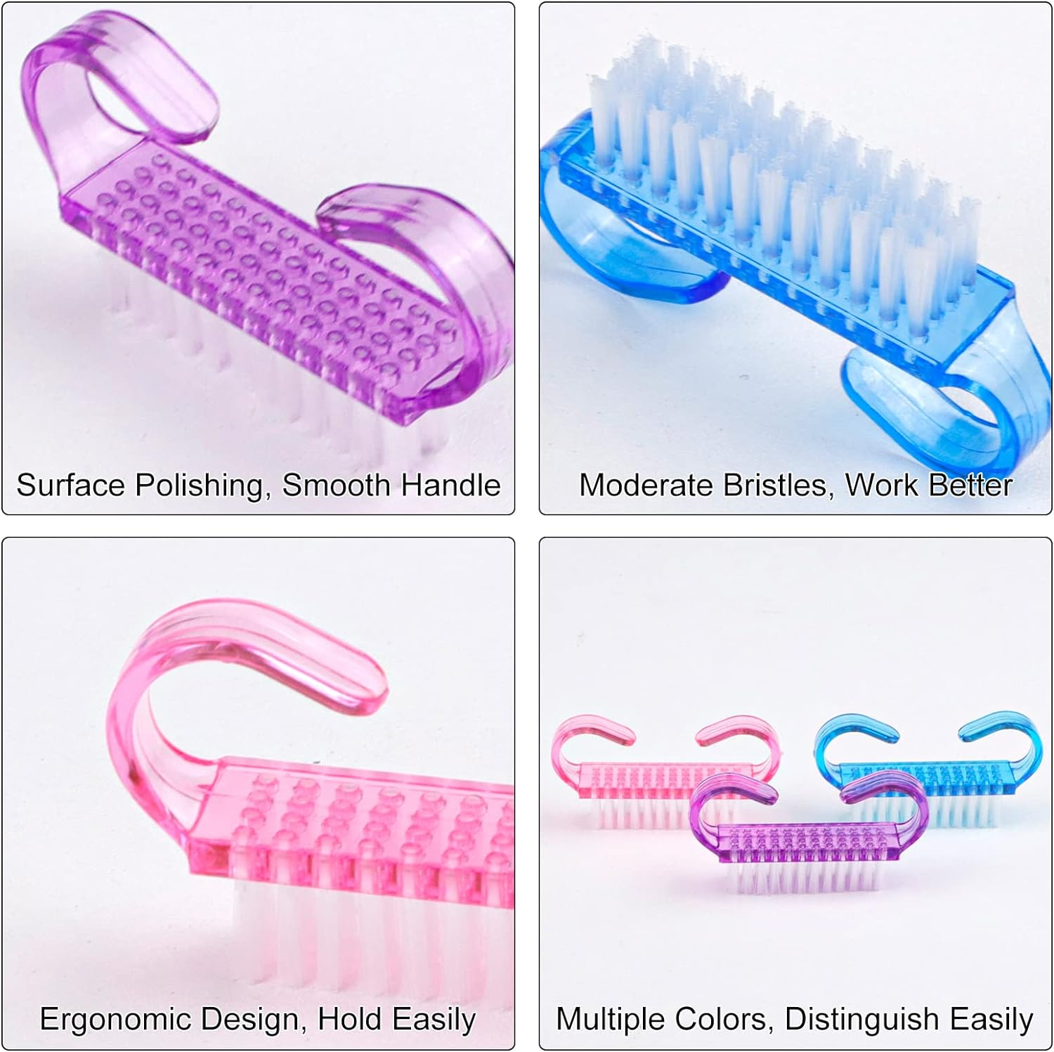 RETON 24 Pcs Handle Grip Nail Brush, Nail Brushes Fingernail Scrub Cleaning Brushes for Toes and Nails Cleaner, Pedicure Manicure Brush for Women Men Girls (Multicolor) image number 1