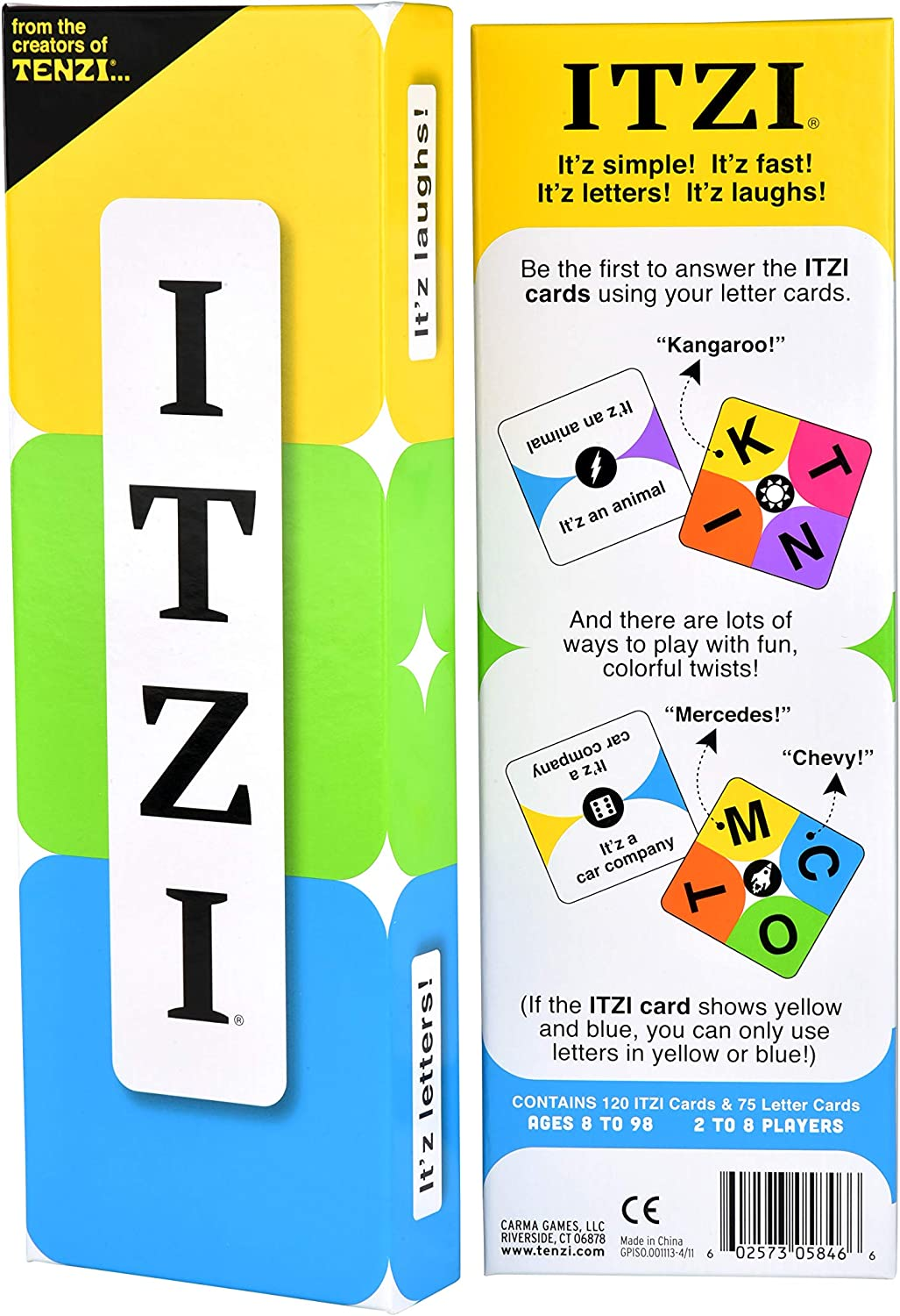 TENZI Itzi-Fast, Fun Creative Word Game-Be the First to Match Your Letter to the Card-Family Party Game for Ages 8+,Multicolor