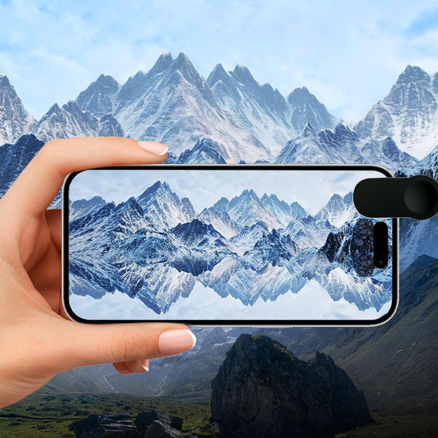 XUMIUZIY Smartphone Camera Mirror Reflection Clip Kit, Clip Reflection Mirror for Phone Back Camera, Sky Realm Photography for Outdoor Travel Photography image number 5