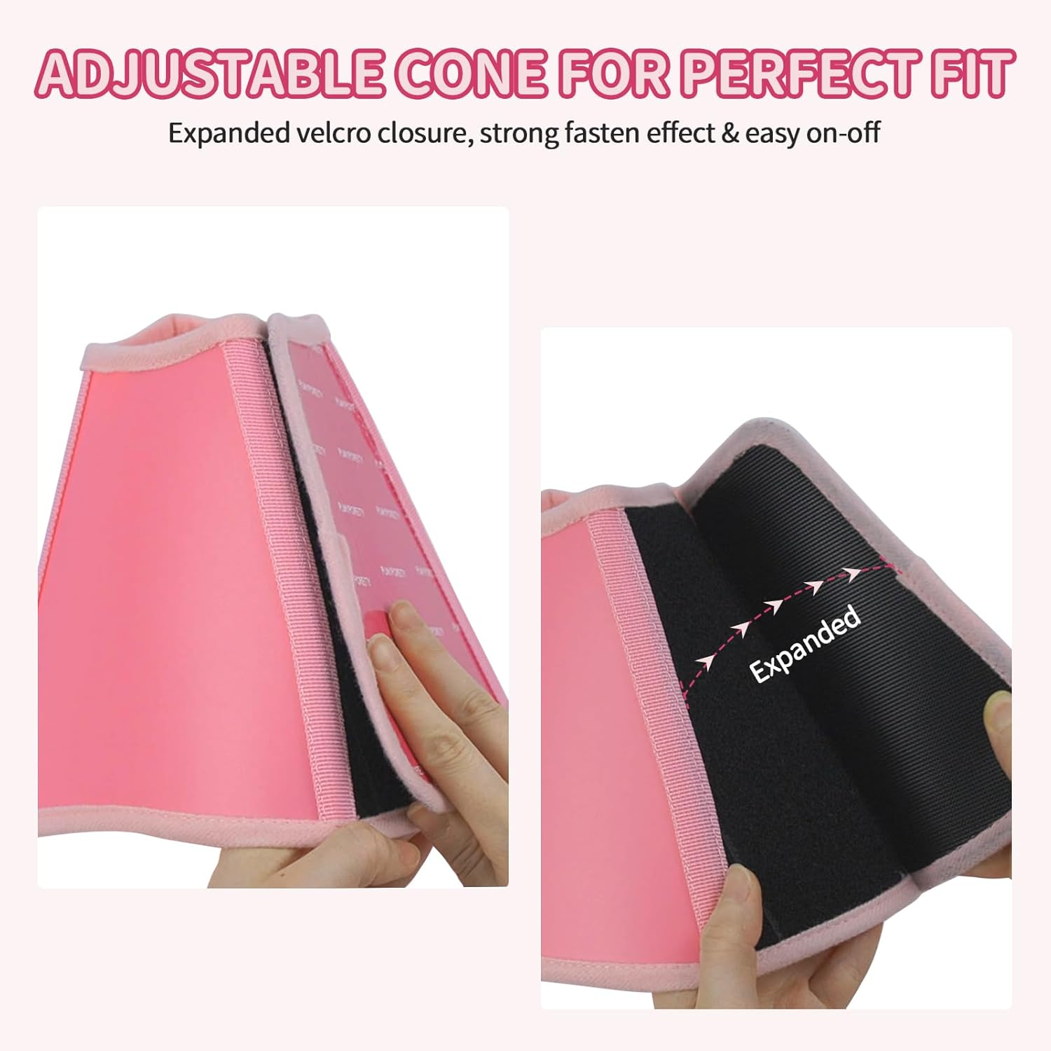 Dog Collar, Protective Collar, Cone Collars, Adjustable Recovery Collar, Breathable Pet Elizabethan Dog Collar, Lick Protection after Opening, Pink, S image number 2