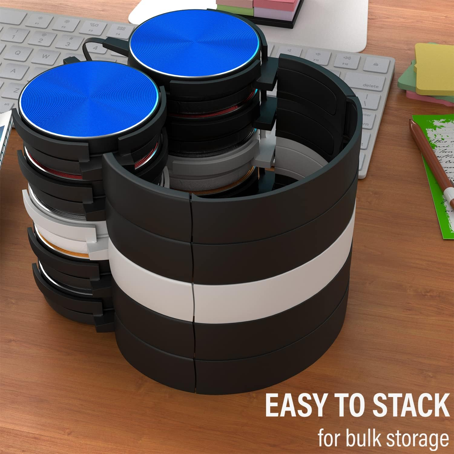 Maeline Classroom Headphones Bulk 5 Pack, Student on Ear Comfy Swivel Headset for School, Library, Airplane, for Online Learning, Travel, Stereo Sound 3.5Mm Jack, Red, Black, Blue, White, Yellow image number 4