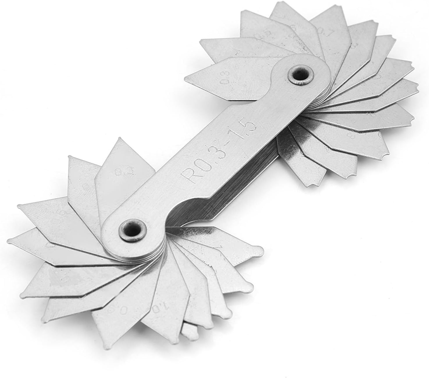 4 Pieces Stainless Steel Radius Fillet Measuring Tool Set for R0.3 1.5, R1 6.5, R7 14.5 and R15 25, Default