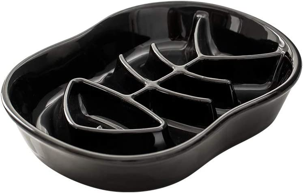 Black Ceramic Slow Feeder Dog Bowls Cat Bowl -Ceramic Fun Interactive Feeder Bloat Stop Cat Bowl Preventing Feeder anti Gulping Healthy Eating Diet Pet Bowls against Bloat, Indigestion and Obesity