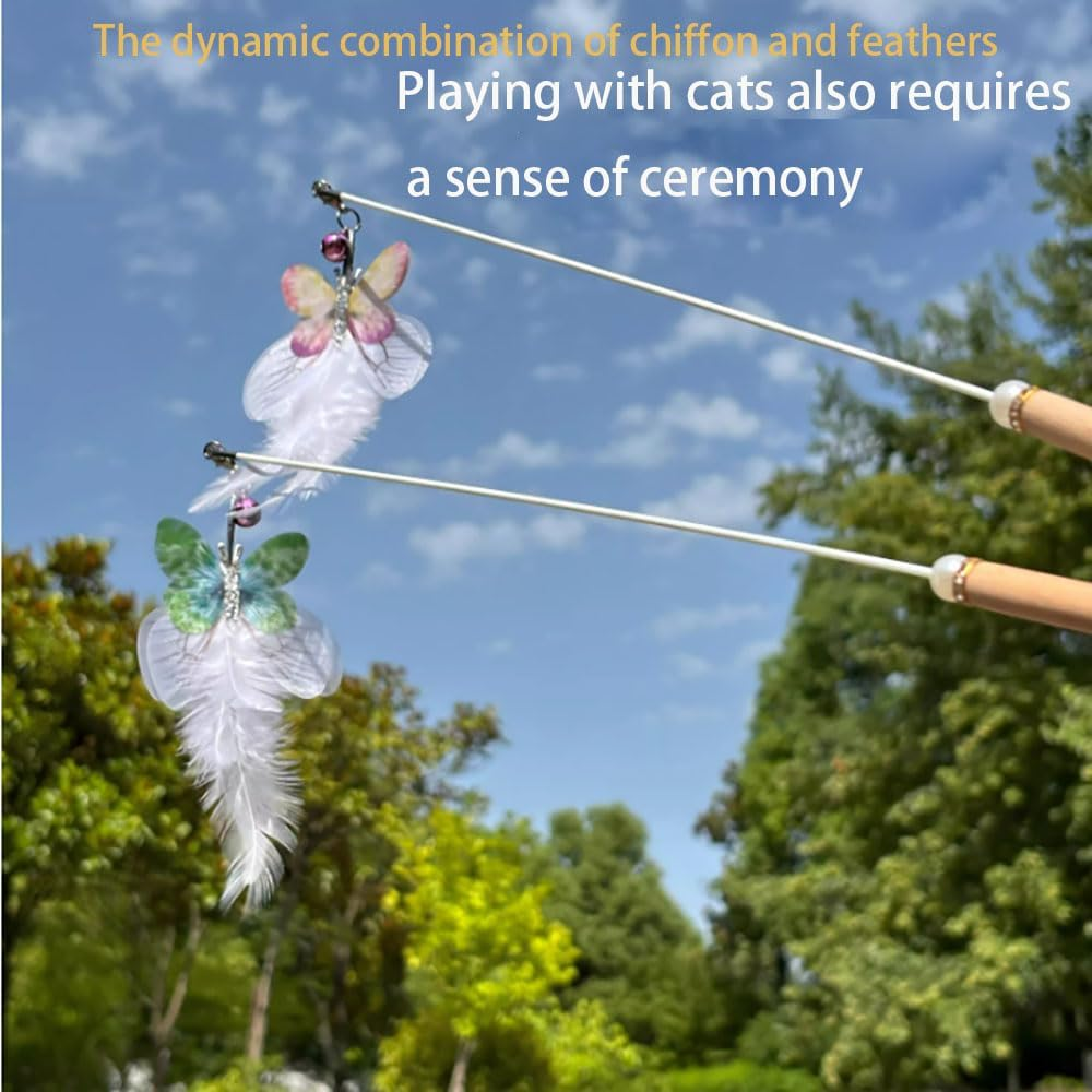Leanockesa 2PCS Interactive Cat Wand Refills, Butterfly and Feather Replacement Toys for Cat Teaser, Engaging Play for Cats, Safe Durable Kitten Toys, Fun Feather and Butterfly Toys ﻿﻿ image number 1
