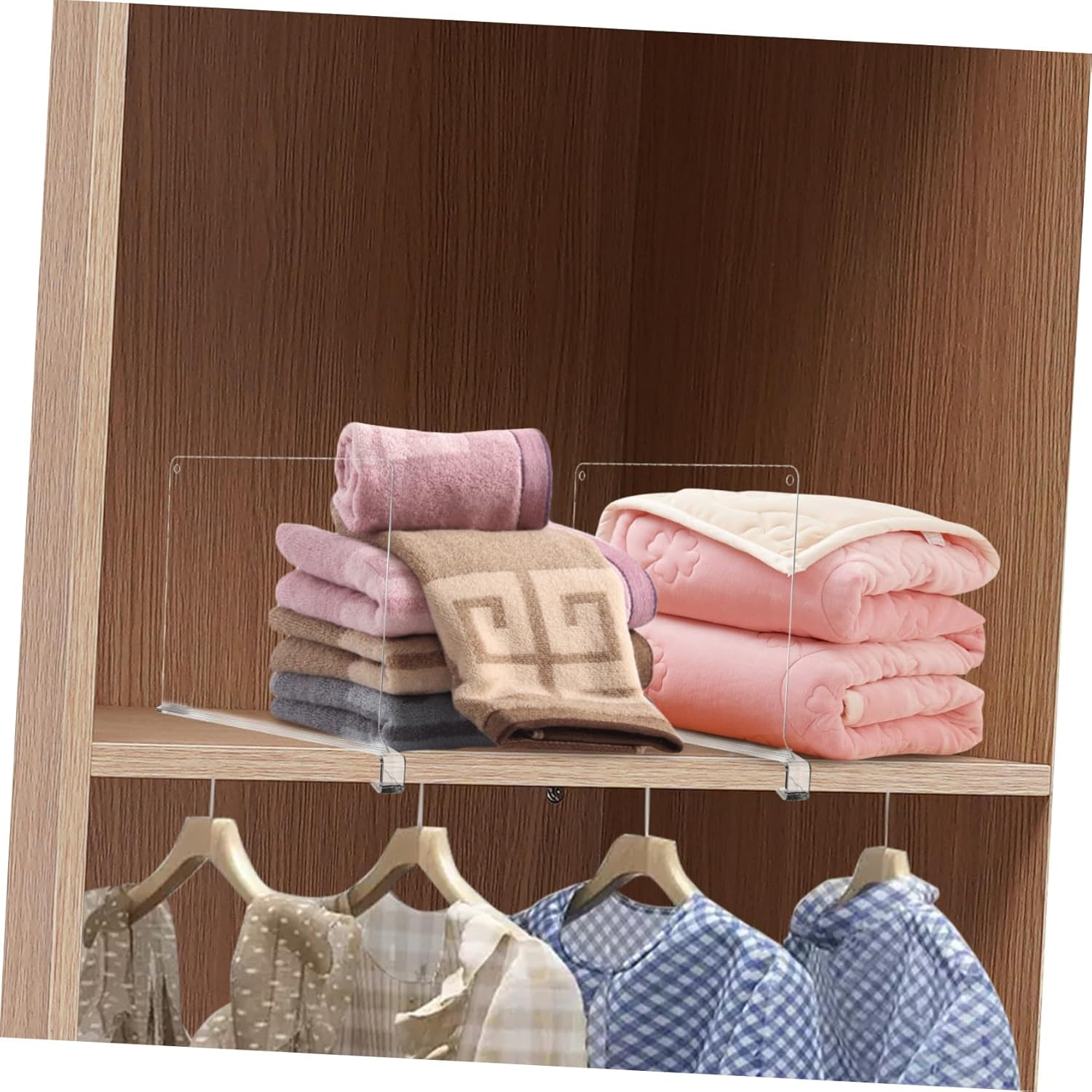 PHENOFICE 6 Pcs Vertical Shelf Dividers for Closet and Kitchen Cabinets Expandable Clothing Organizer with Smooth Material Wardrobe Separators for Tidy Storage and Easy Space Management image number 2