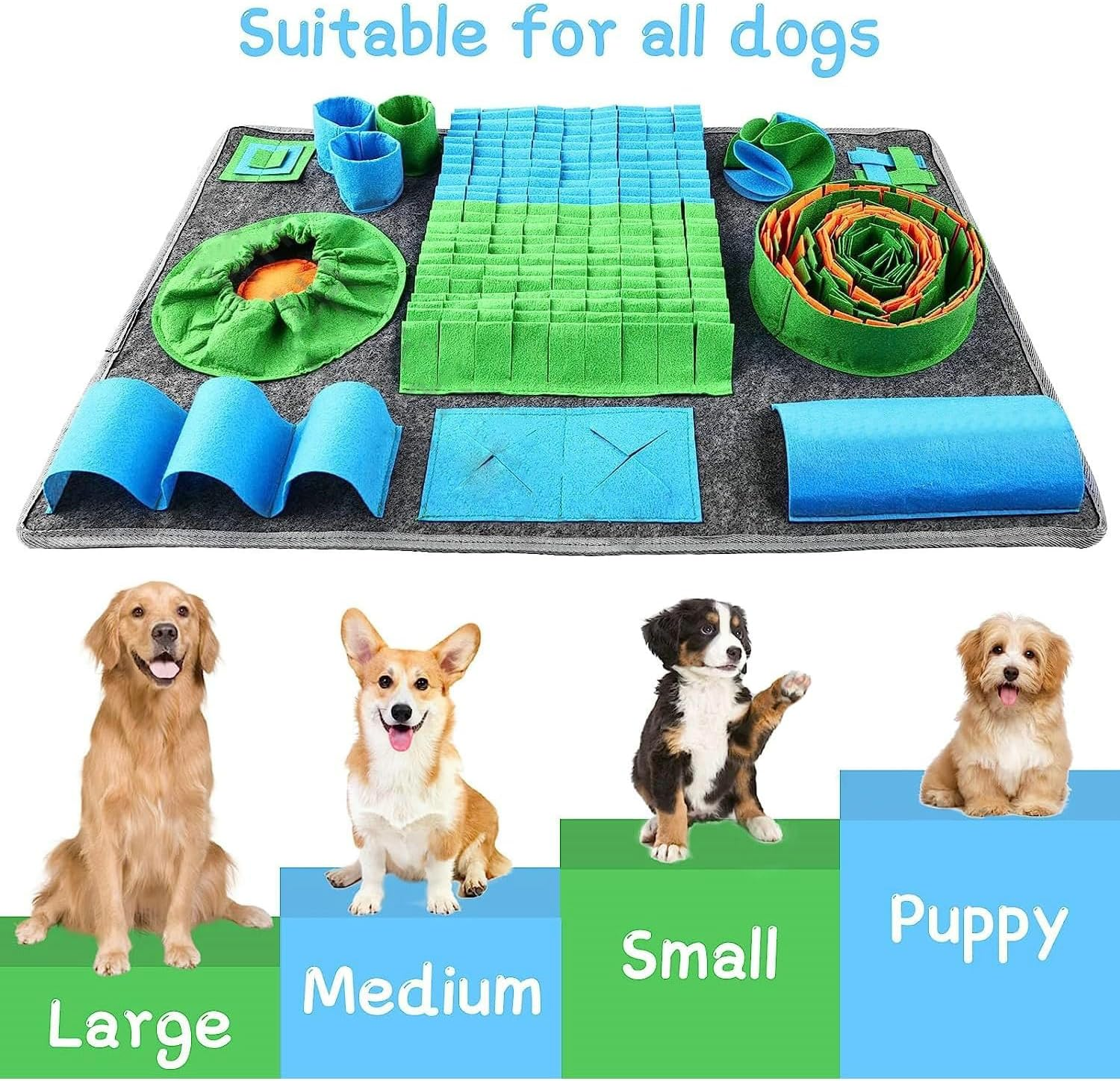 Bytebliss Snuffle Mat for Dogs, Interactive Feeding Game for Boredom and Mental Stimulation, Sniff Mat Helps Small Dogs and Cats Slow Eating and Keep Busy