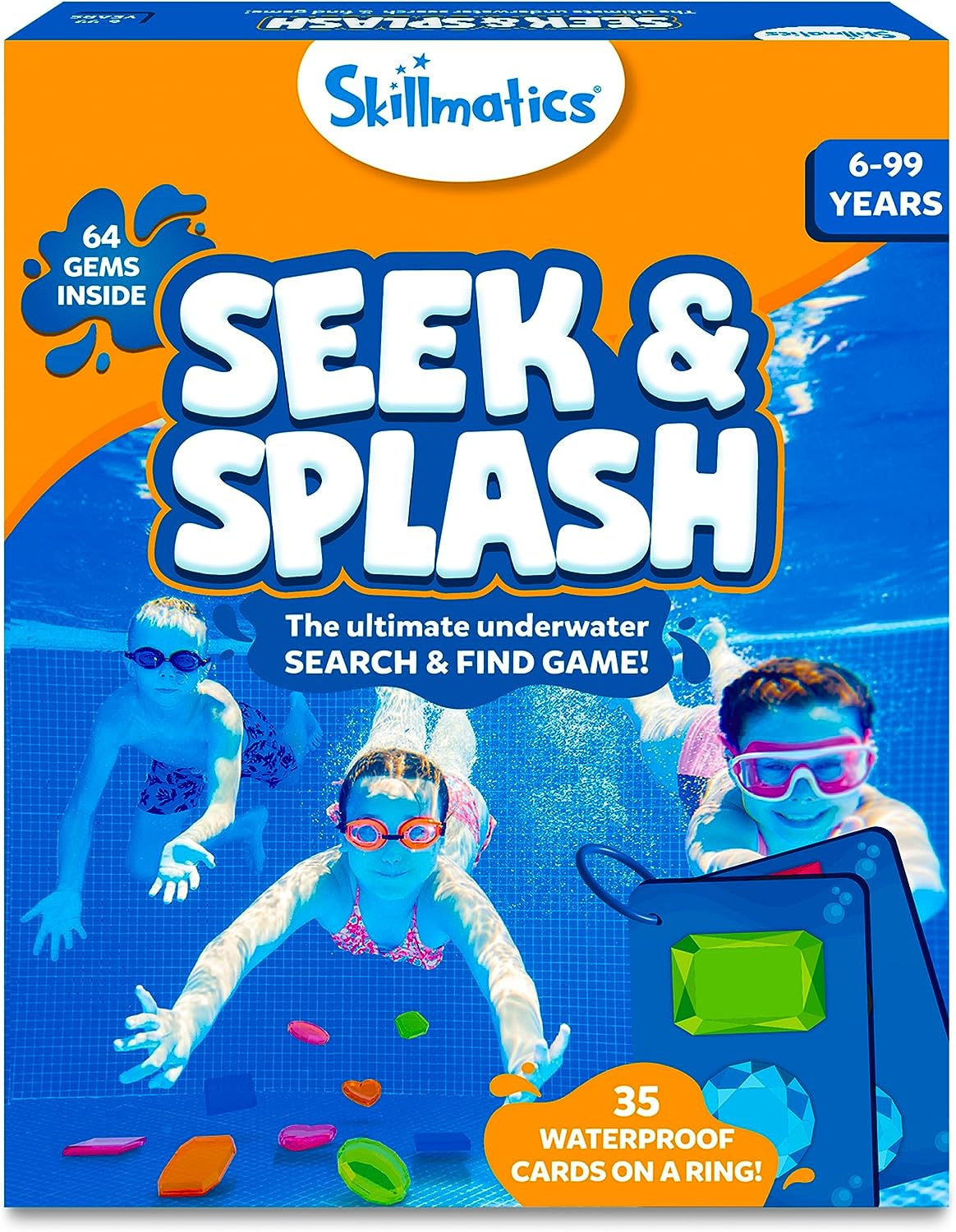 Skillmatics Pool Toys - Seek & Splash, Search & Find Water Game, Swimming Pool Dive Toy for Kids, Summer Fun & Gifts for Boys & Girls Ages 6, 7, 8, 9, 10, 11 & Up, Includes 64 Colorful Gems image number 5