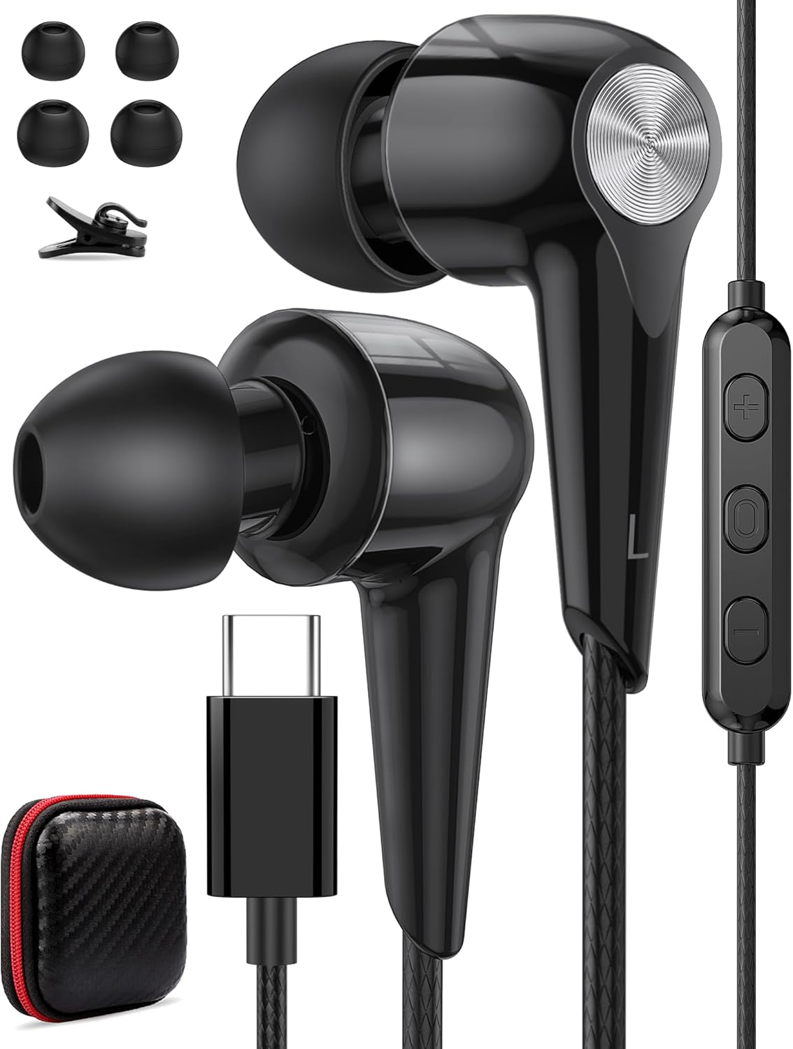 USB C Earbuds Wired Headphones with Microphone for Samsung S24 Ultra S23 FE S22 S21, Type C In-Ear Noise Canceling Sport Headset for Iphone 15 plus Ipad Galaxy A55 A35 A33 A34 Oneplus 12 Pixel 8 7 6A
