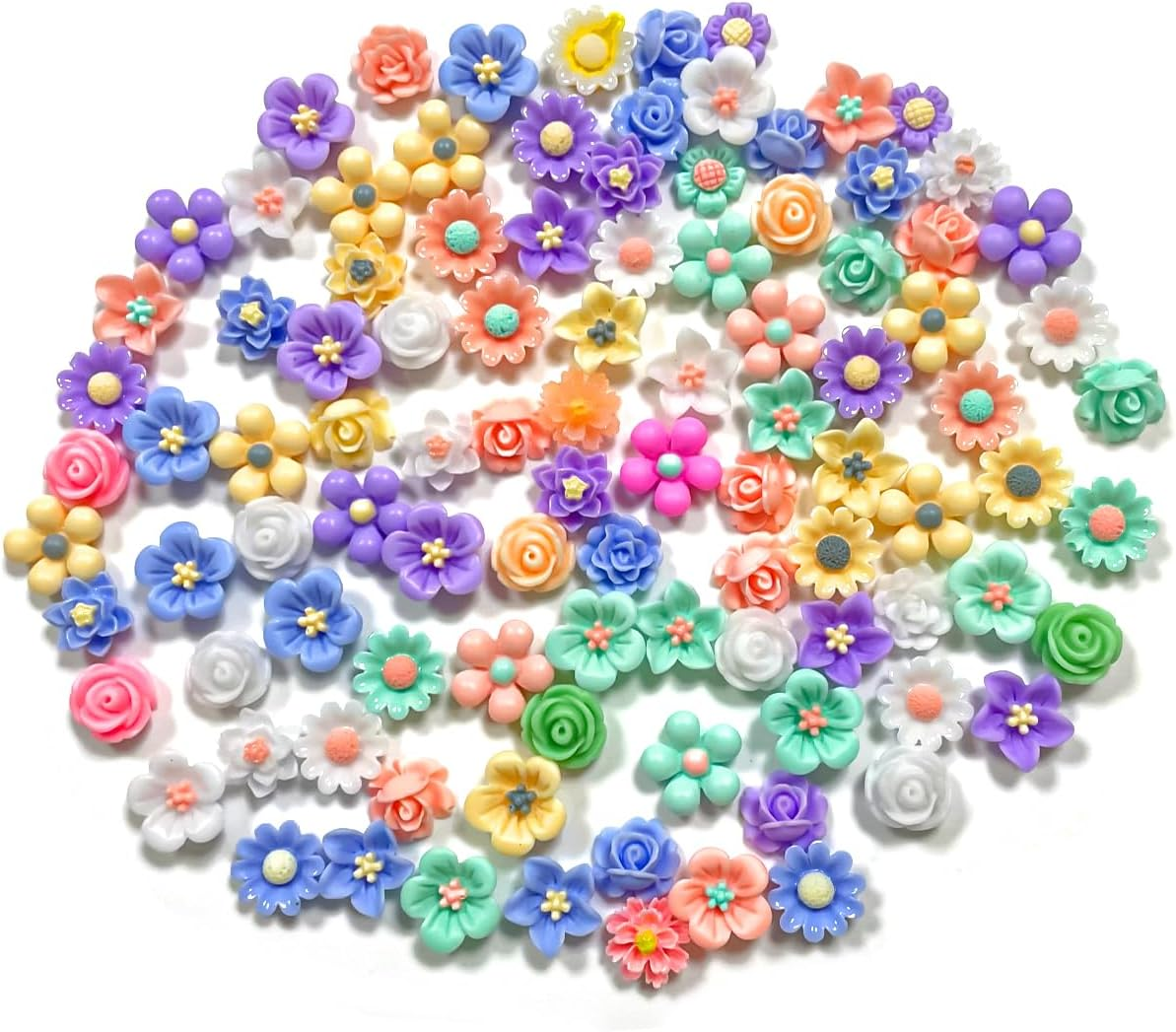 Mini Resin Flower, 100 PCS Flatback Flower Charm for Scrapbook, Nail, Phone Case Decor (Bulk) image number 6