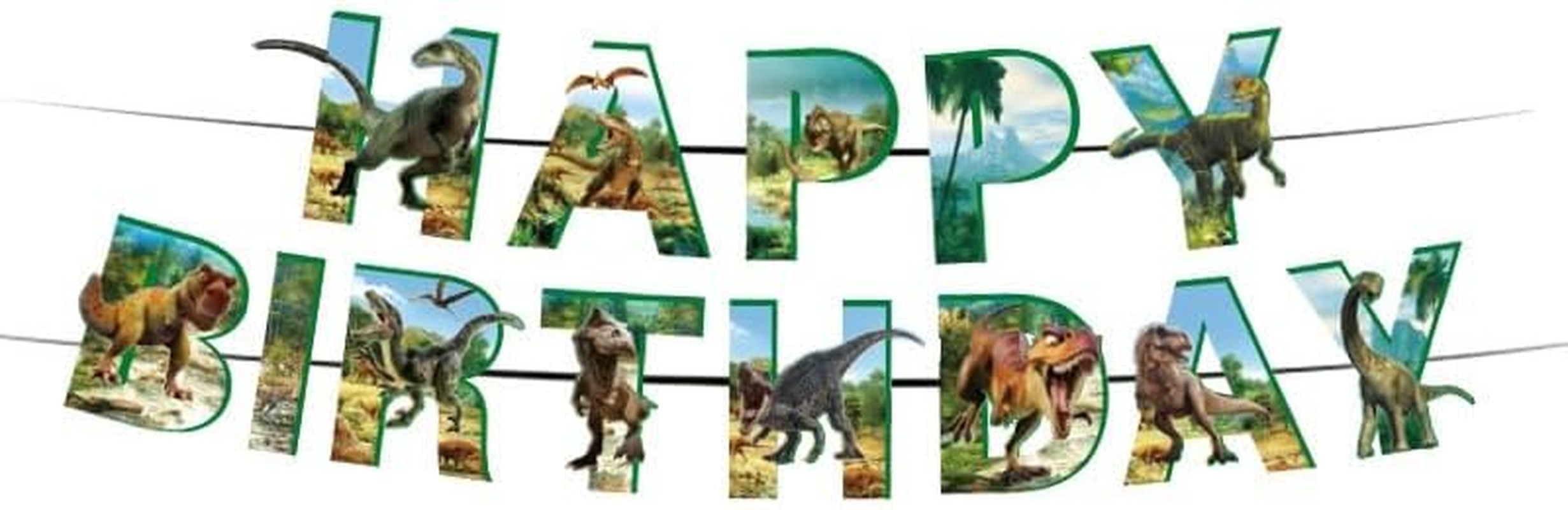 Dinosaur Party Decorations, Jurassic Dinosaur Birthday Party Supplies with T-Rex Birthday Banner, Hanging Swirls, Cake Toppers, Balloons for Boys Girls Jungle Dinosaur World Party