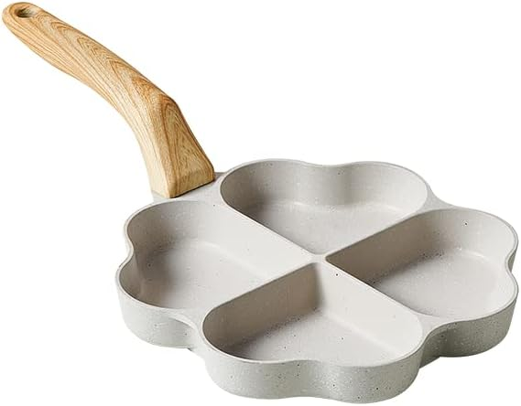 DAFEIKE Heart Shaped Pancake Pan Heart Shaped Pan for Eggs Shapes Frying Pan Nonstick 4 Cup, Ivory image number 4