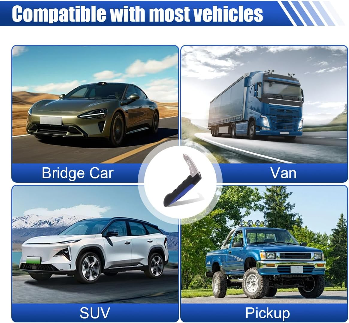 Car Handle Assist, Multifunction Auto Door Assist Handle, Car Door Assist Support Handle for Elderly and Handicapped, Window Breaker Emergency Tool, Grab Bar Handle (Blue 2 PCS) image number 1