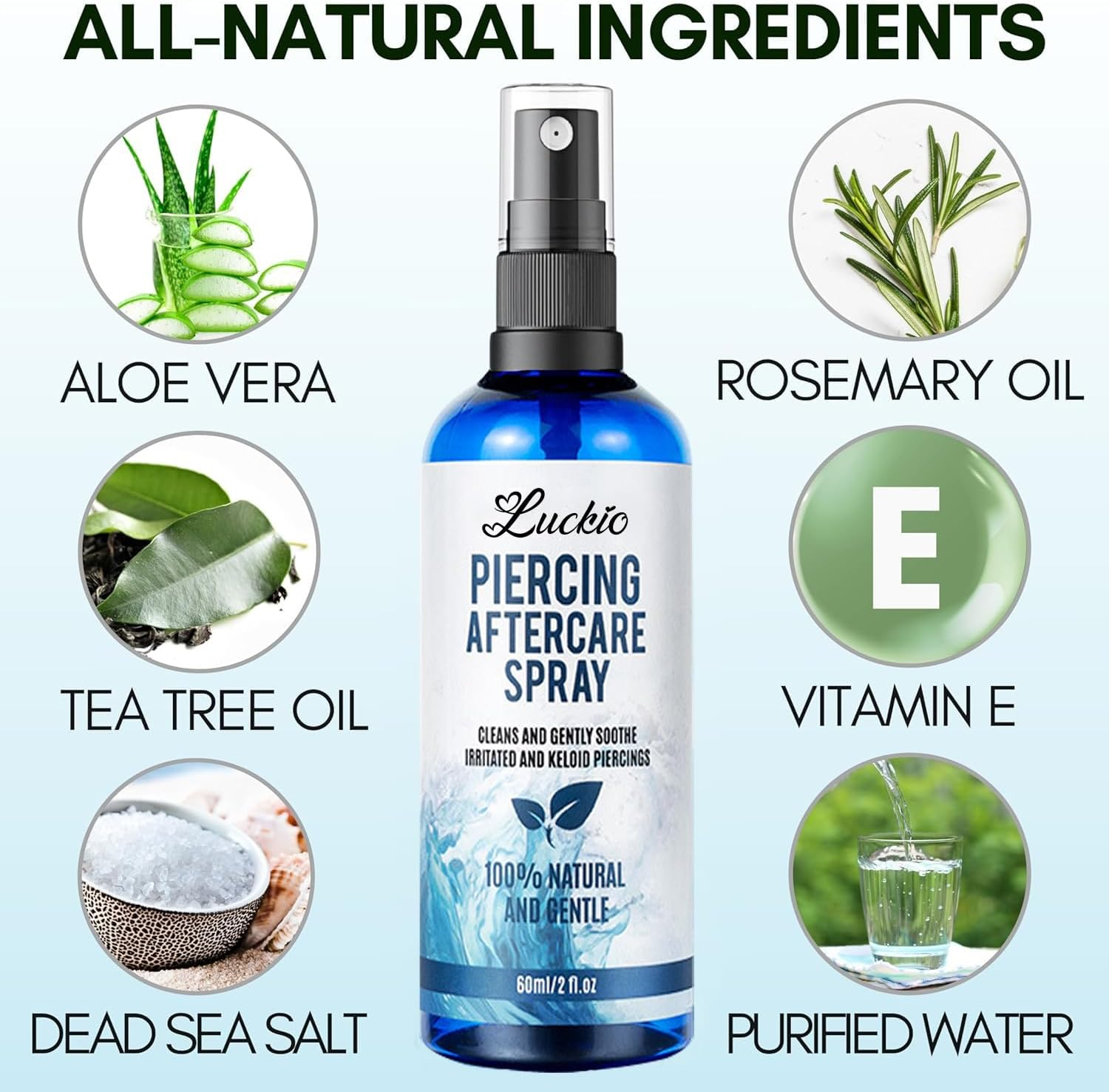 Piercing Aftercare Spray and Keloid Bump Removal &ndash; Sea Salt Spray for Body and Facial Piercings &ndash; Ear, Nose, Navel, Oral & Body Piercing Cleaner, Aftercare Solution for New Piercings image number 1