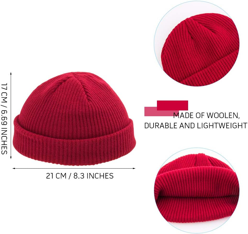 WXJ13 4 Pieces Trawler Beanie Unisex Wool Trawler Beanie Fisherman Beanie for Men Women image number 3