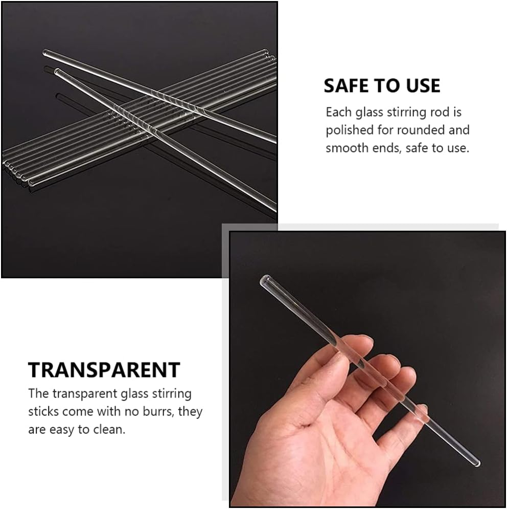 Mipcase Coffee Stir Sticks Glass Stirring Rod 20Pcs: Laboratory Stirring Stick Glass Stir Sticks Experiment Stirring Kit for Lab Science Education Coffee Stirrers
