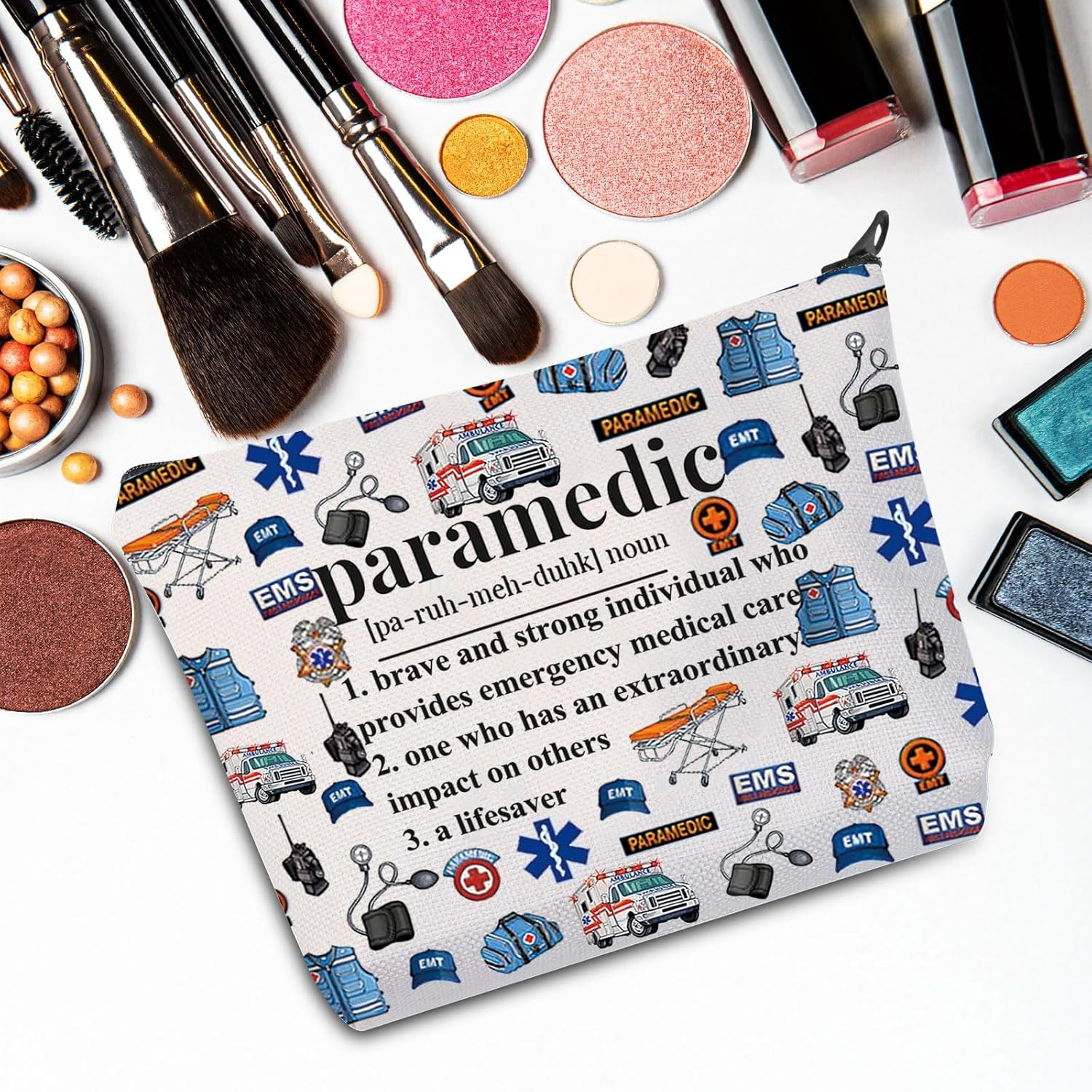JNIAP Paramedic Makeup Bag Emergency Medical Technician Gifts EMT Cosmetic Bag Paramedic Gifts EMT Zipper Pouch (Paramedic Noun) image number 6