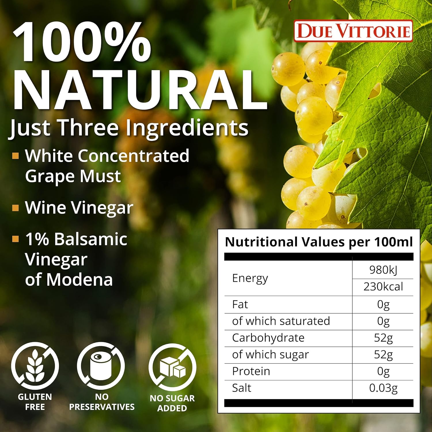 Due Vittorie Dolcetto White Balsamic Liquid Gold Modena Igp 250 Ml