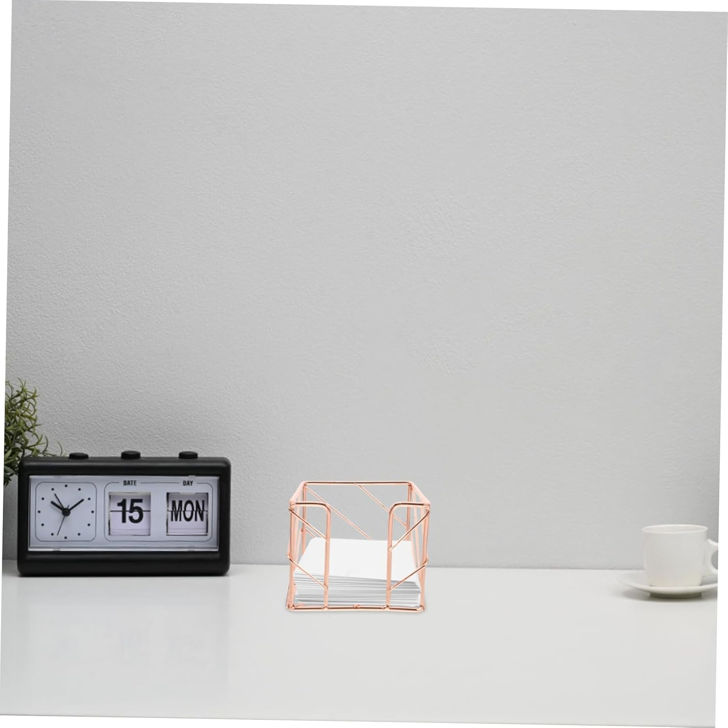 GETAJGHSD Desk Memo Pad Holder Rose Gold Hollow Iron Desktop Storage Organizer with Memo Note Stand for Office Workspace Accessories image number 1