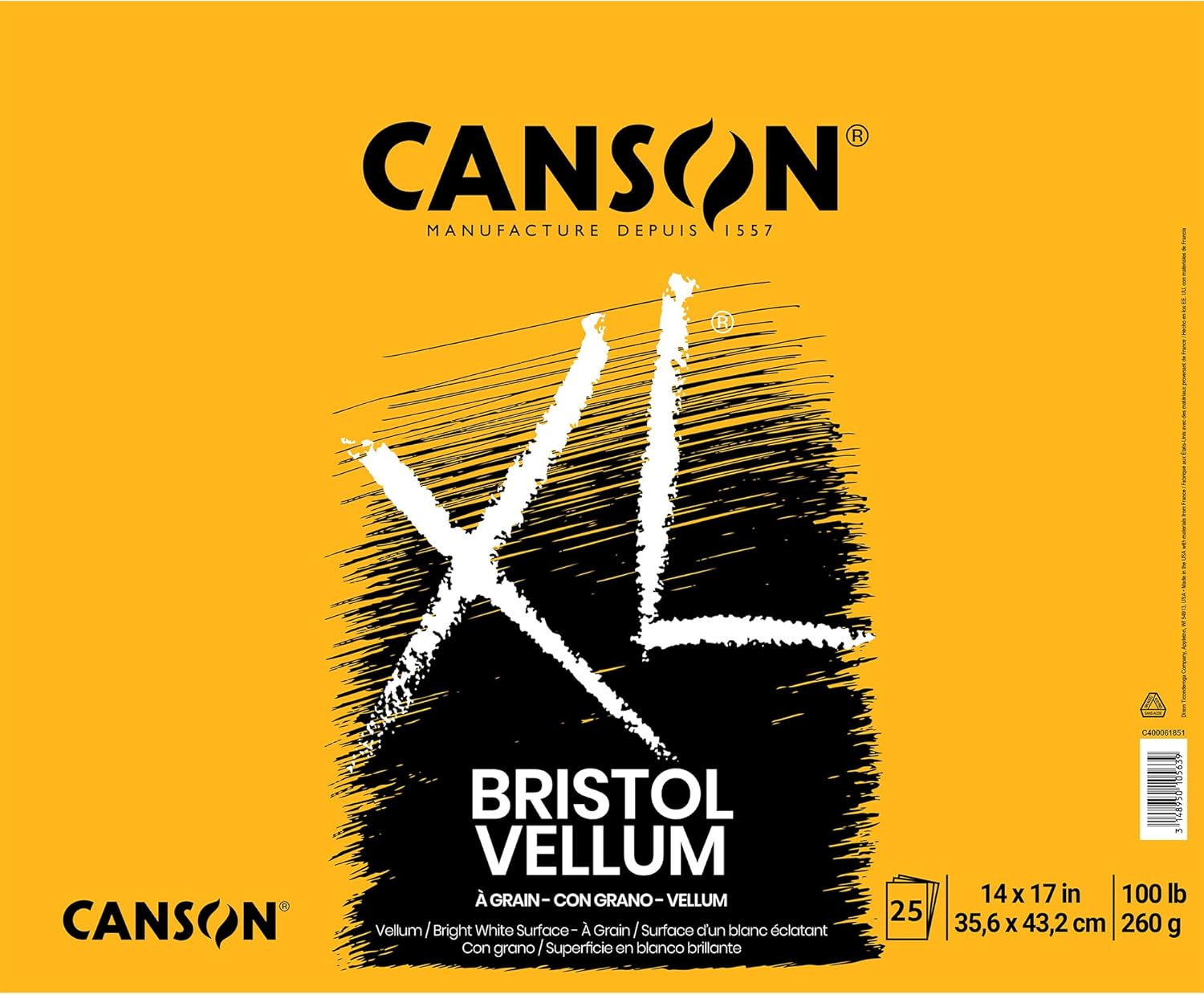 Canson XL Series Bristol Paper, Vellum, Foldover Pad, 11X14 Inches, 25 Sheets (100Lb/260G) - Artist Paper for Adults and Students - Charcoal, Pen and Ink, Marker, and Pastel image number 4