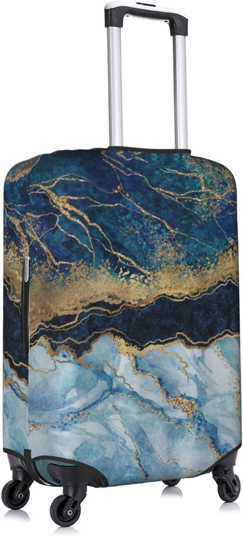 Obabo Grape Travel Luggage Cover,Washable Suitcase Cover Protector Anti-Scratch Suitcase Cover Fits 18-32 In, Marble Navy Blue Mixed, M image number 3