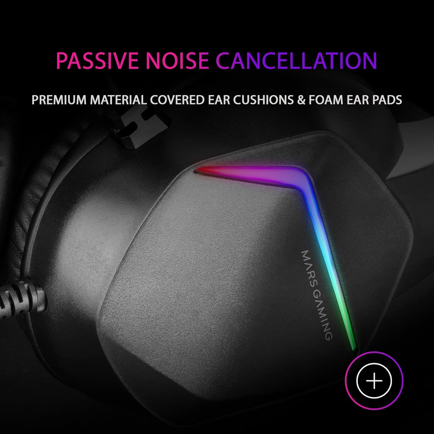 Mars Gaming MH122 Black, Gaming Headset FRGB over Ear with Microphone, Hifi Sound, Sound Cancellation, Ultra Lightweight, PS4 PS5 Xbox Switch Tablet Windows Mac image number 3