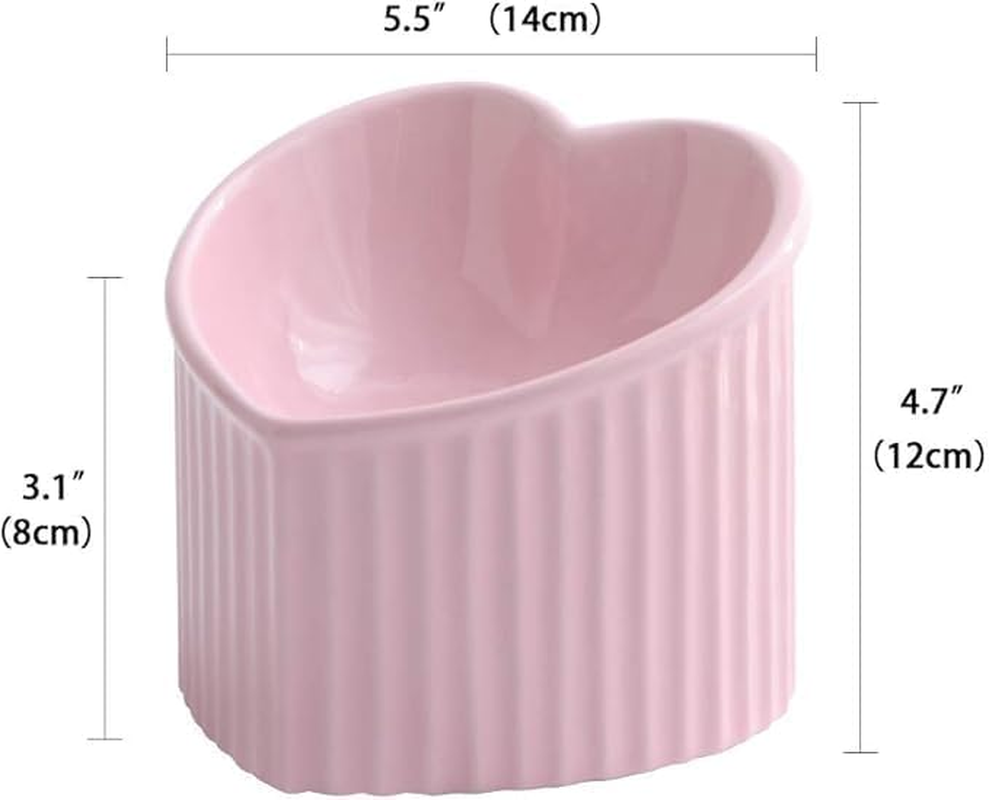Pink Ceramic Raised Cat Bowls, Tilted Elevated Food or Water Bowls, Stress Free, Backflow Prevention, Dishwasher and Microwave Safe, Lead & Cadmium Free image number 2