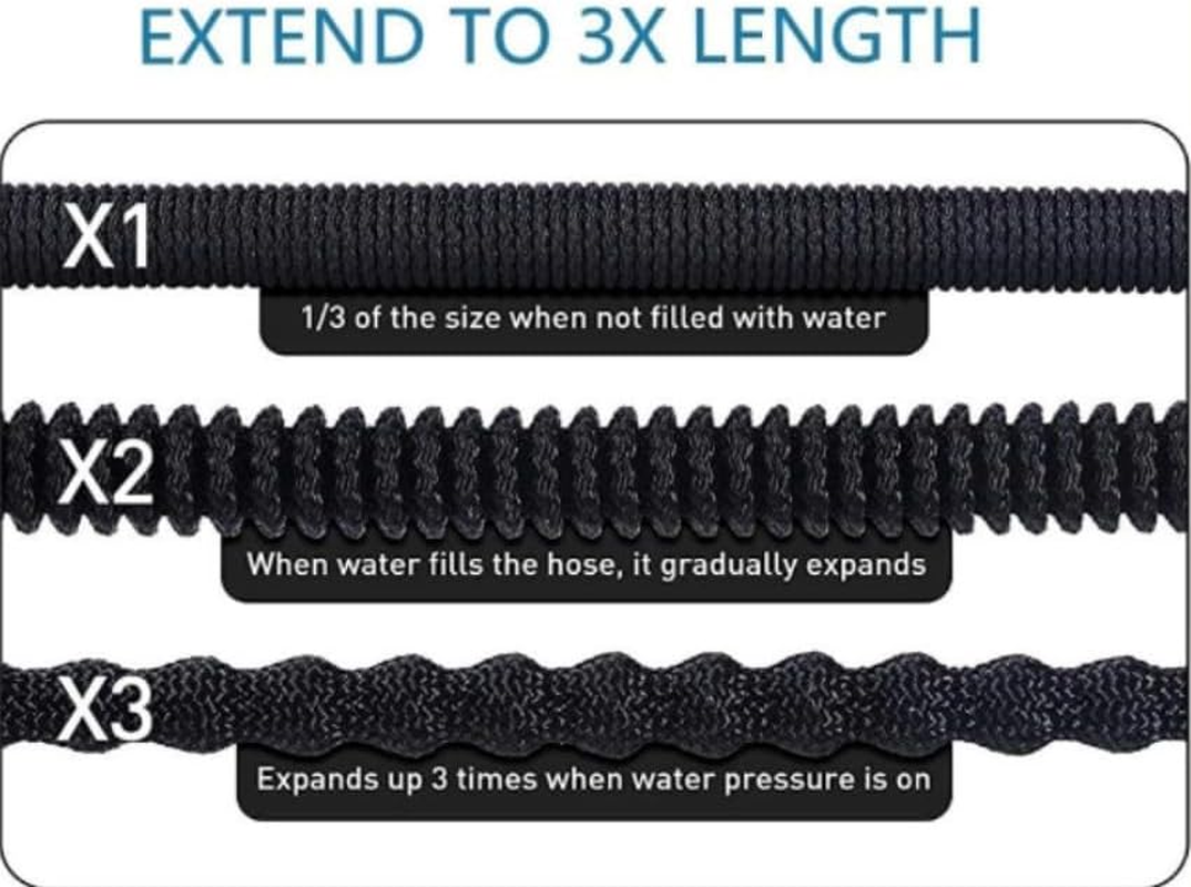 100 FT Expandable Garden Hose with 10 Function Spray Nozzle, No-Kink, Lightweight, Flexible Hose with Brass Fittings and 4-Layer Latex Core, Retractable Water Hose (Blue Black) image number 2