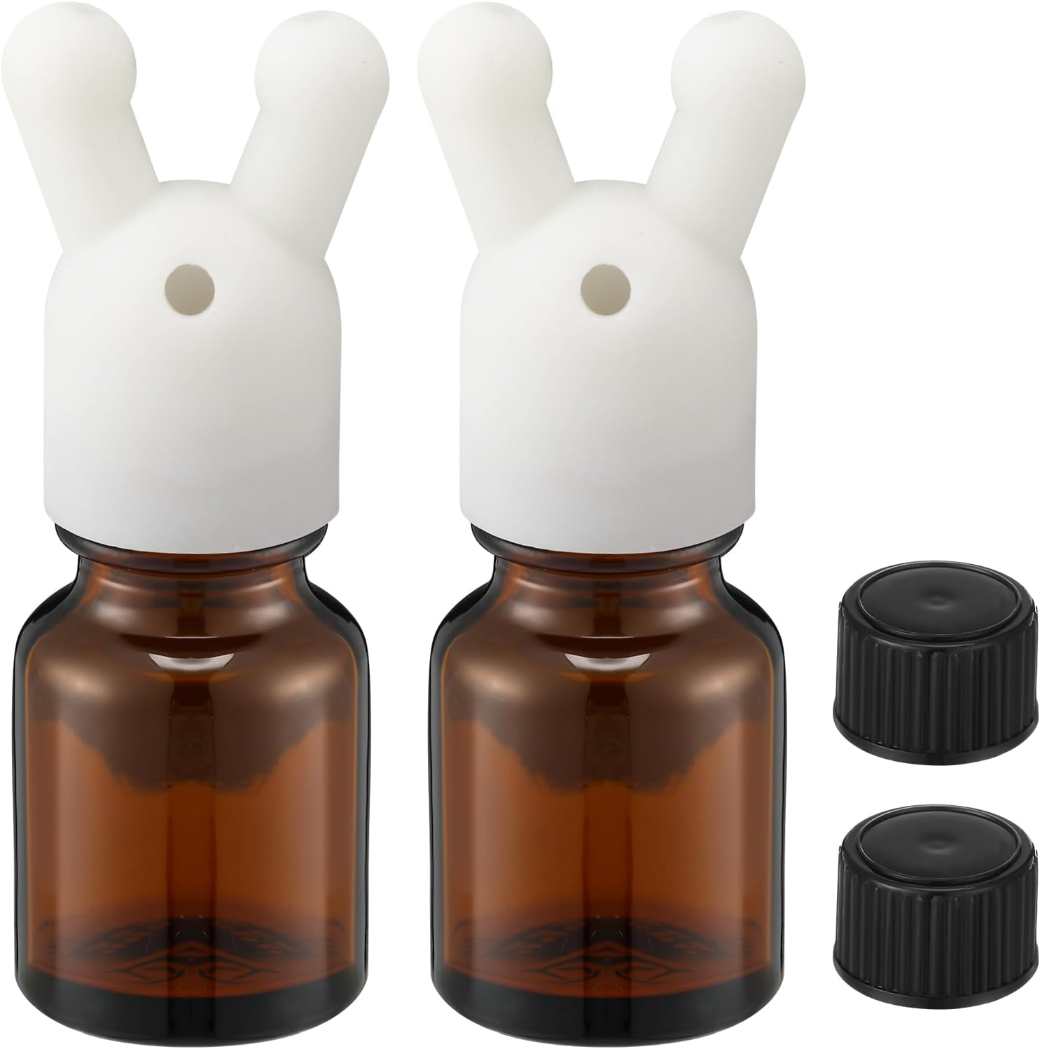 Chunful 2 Pack Essential Oil Inhaler Leakproof Double Hole Aroma Nasal Inhaler Inhaling Cap Mini Perfume Dispenser Bottle for Enhances Aromatherapy Inhalant Adults(Black)