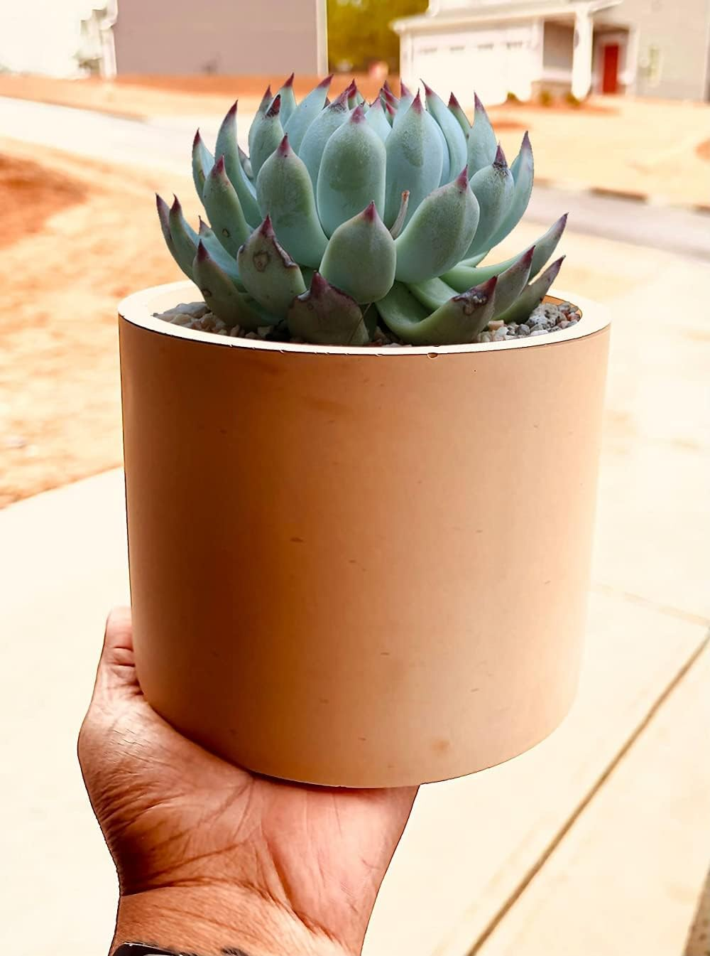 Osilifen Big round Silicone Planter Mold, 7 Inch Large round Concrete Molds for Cylinder Flower Pot Making, DIY Handcraft image number 3