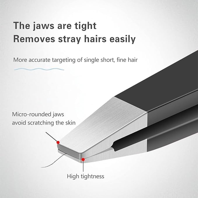 AFTREN Professional Stainless Steel Eyebrow Tweezers Set, Best Precision Tweezers for Eyebrow Plucking, Facial Hair and Blackheads Ingrown Hair Remover (Black) image number 4