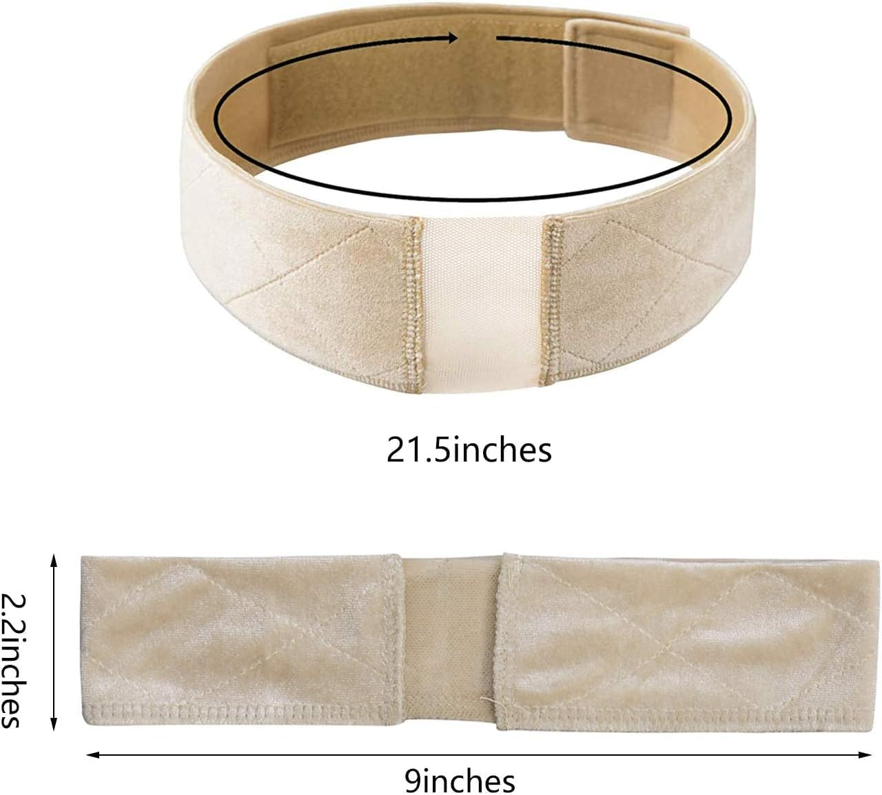 Non Slip Lace Velvet Wig Headband, 2Pcs Elastic Lace and Velvet Wig Head Hair Bands, Adjustable Velvet Lace Wig Grip Band for Frontal Wigs image number 4