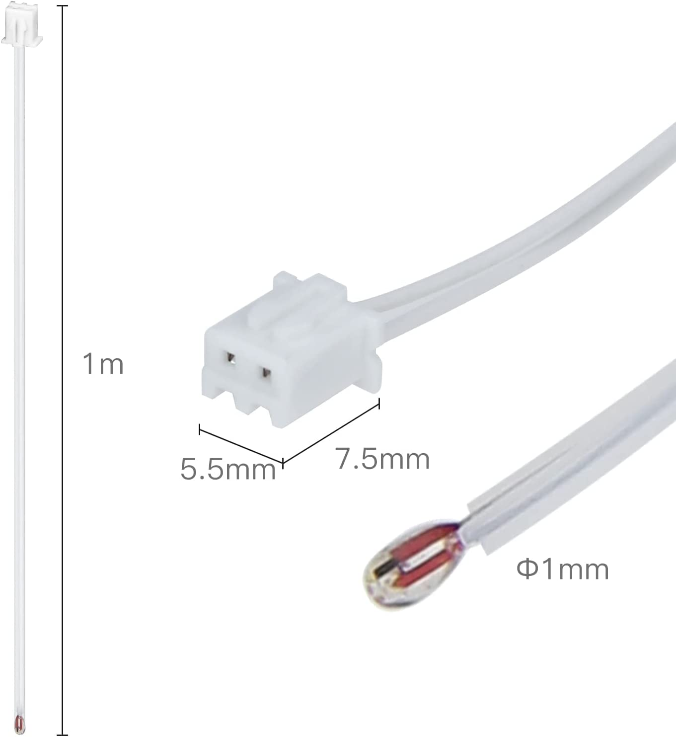 LEOWAY 3D Printer NTC 100K 3950 Thermistor, Temp Sensor with 2Pin XH2.54 Connector for Creality Ender3, Ender3 Pro, Ender5, CR-10, CR-10S 3D Printer (Pack of 5) image number 3