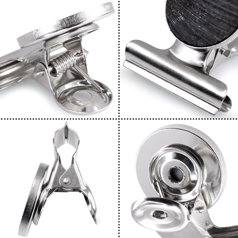 12Pcs Refrigerator Iron Magnet Hook Clips- 6Pcs 38Mm Wide, 6Pcs 30Mm Wide, Maxin Magnetic Clips Hooks Neodymium Magnet for Kitchen Office School Home Use- Silver. image number 6