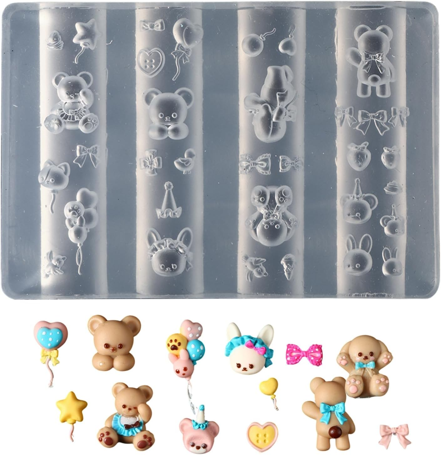 Nails Craft Silicone Mould | Silicone Mold for Nails 3D Decor - Manicure Tool, Heart Bow Bear Cute Charm Making for Home, Traveling, Dating, Wedding image number 3