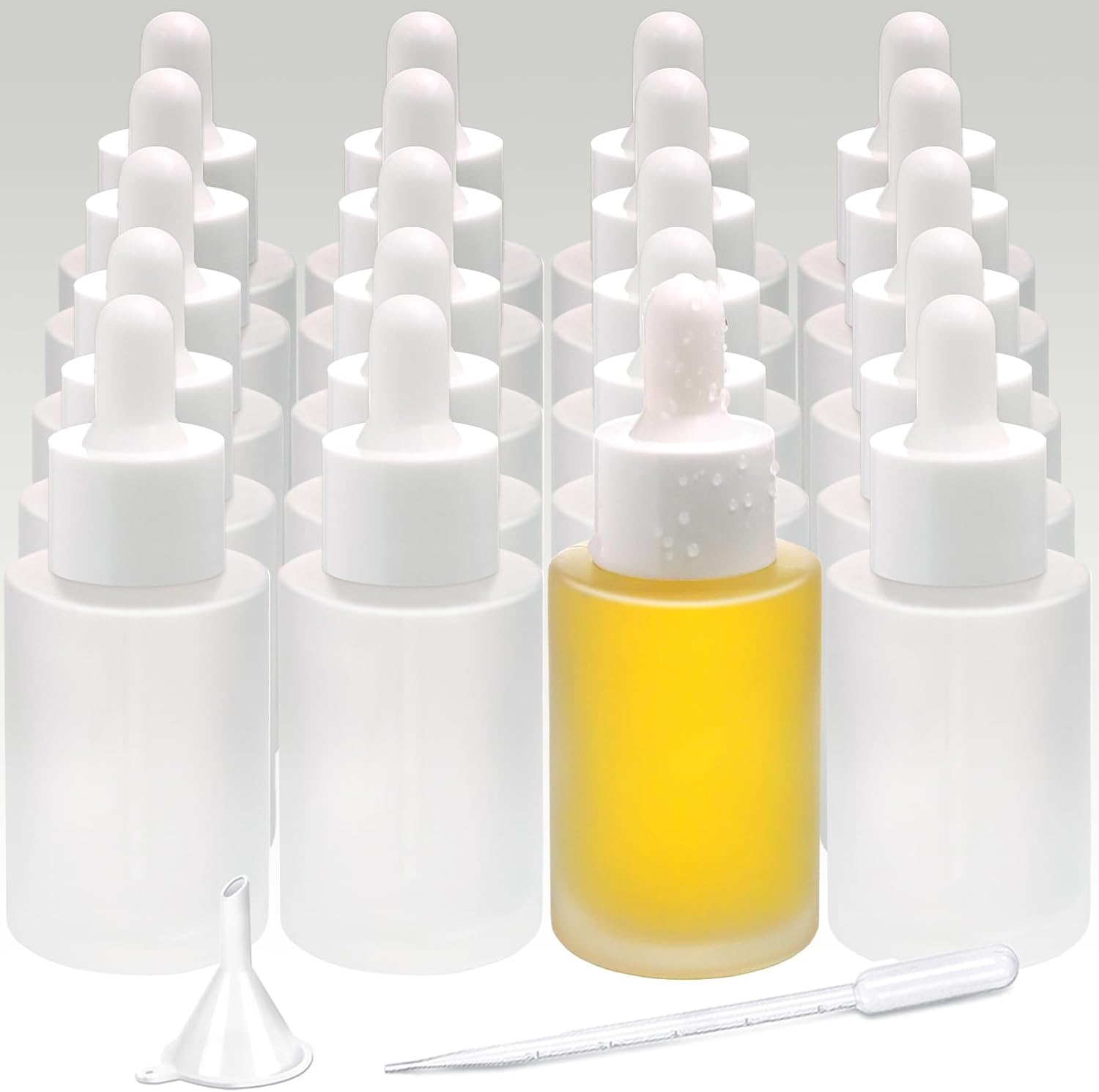Matifaner 1 Oz Glass Dropper Bottle, 30Ml Frosted Essential Oil Bottles, Clear with Glass Eye Dropper for Tincture (20 Pcs)