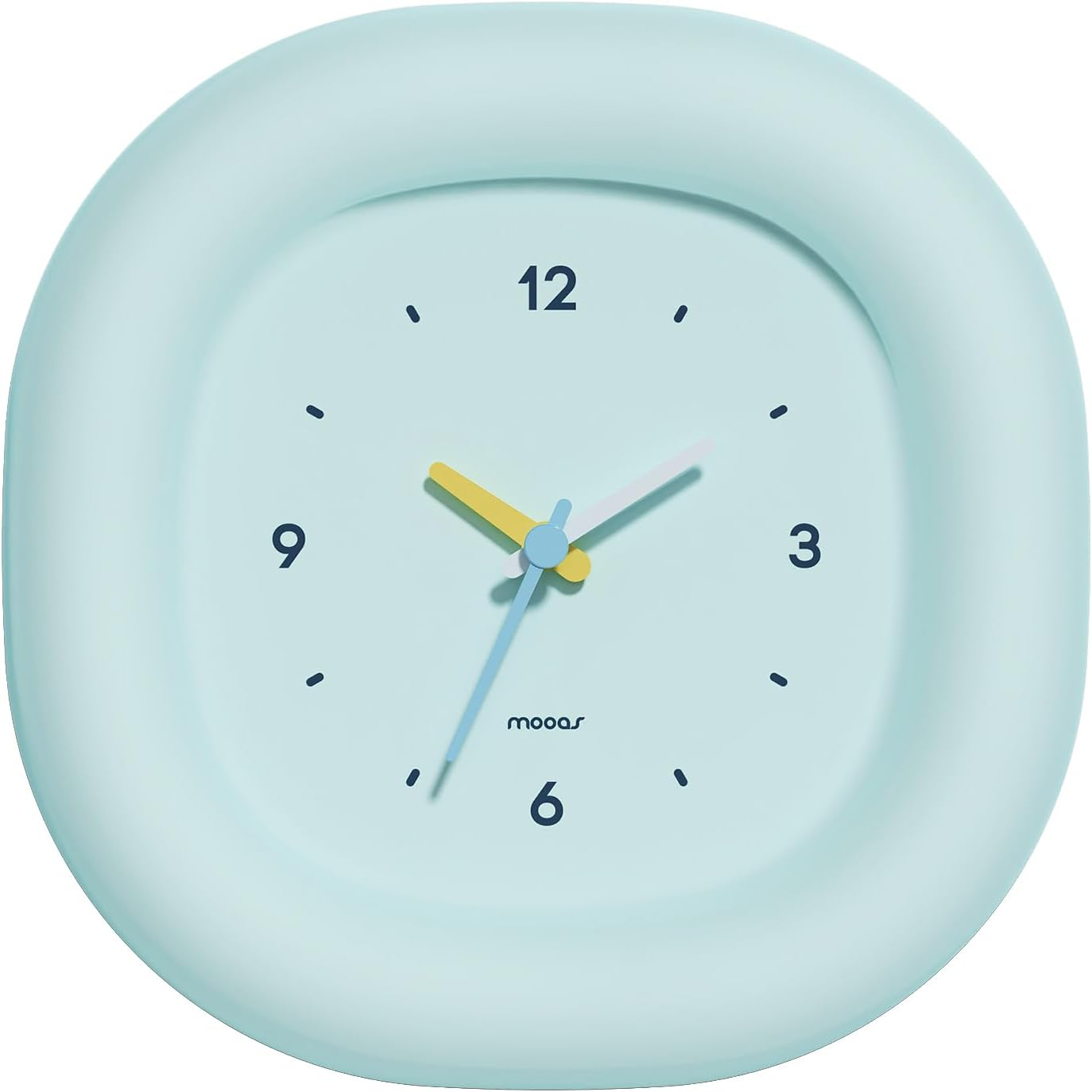 Mooas Cute Mini Analog Marshmallow Clock 6.9 Inch Aesthetic Small Silent Bedside Desk Clock Battery Operated Non-Ticking Shelf Clocks for D&eacute;cor Livingroom Bedroom Kitchen Desktop Gift Clock(Yellow)