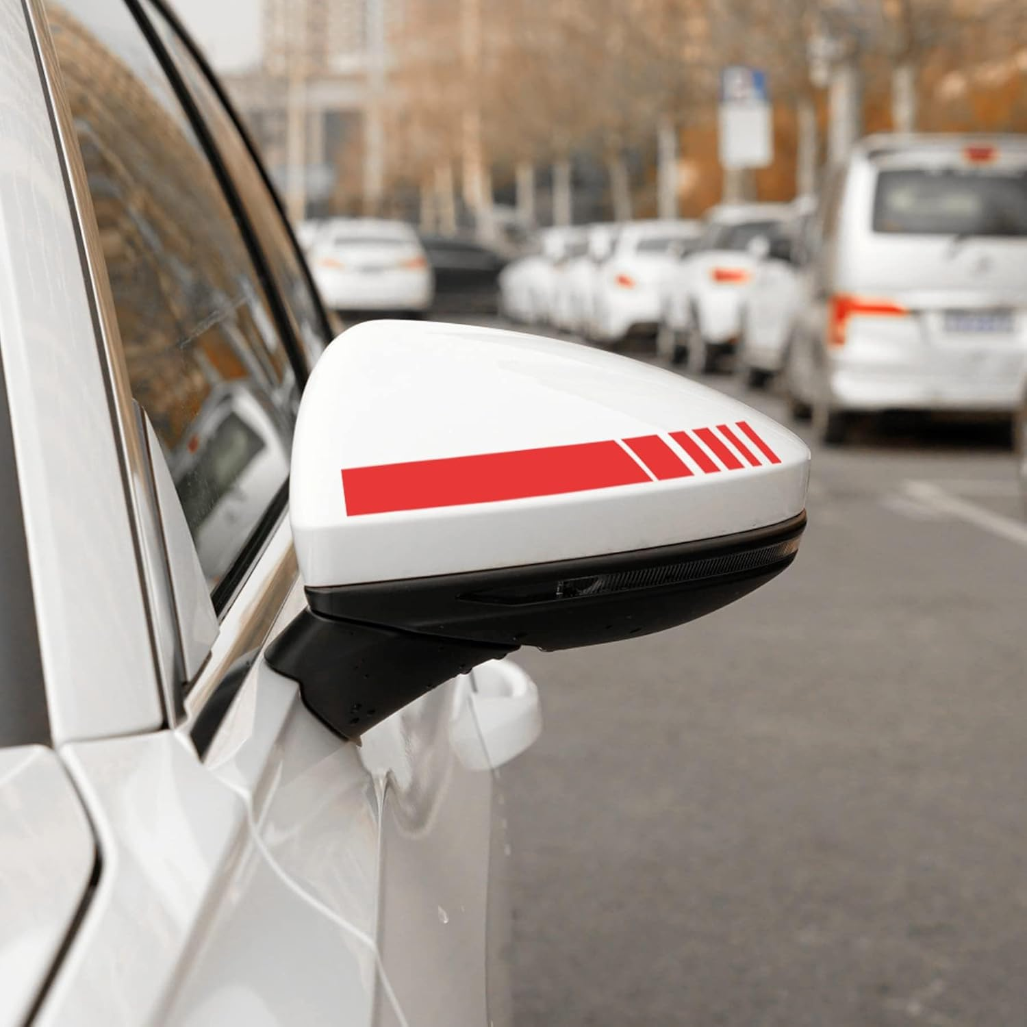 Car Exterior Accessories Rear View Mirror Stickers Decor Car Body Sticker Vinyl 4Pcs (Red) image number 1