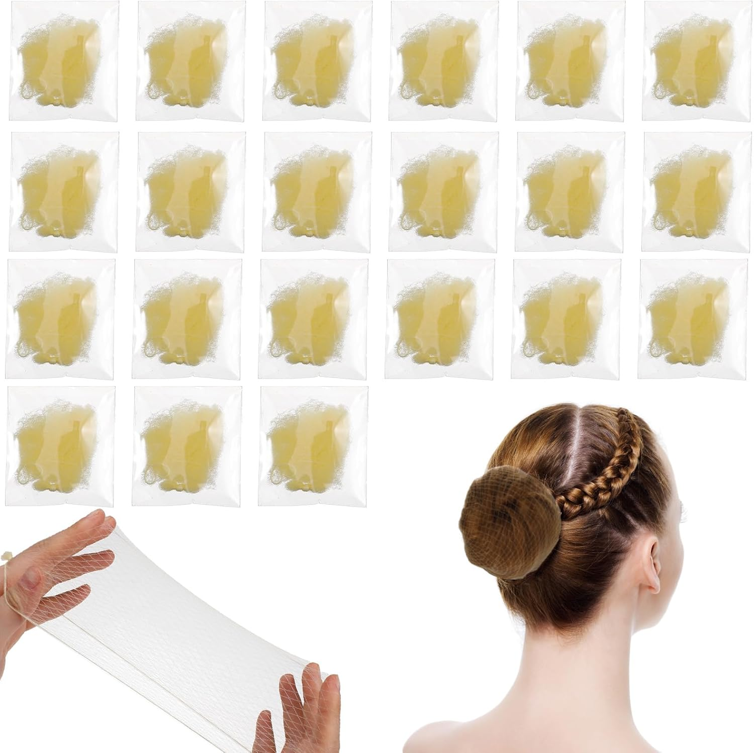 Piriuuo Pack of 30 Hair Nets Bun Invisible Hair Nets Elastic Hair Nets Reusable Fine Mesh Ballet Bun Hair Net Nylon Hair Nets for Nurses, Dancers, Flight Attendants image number 1