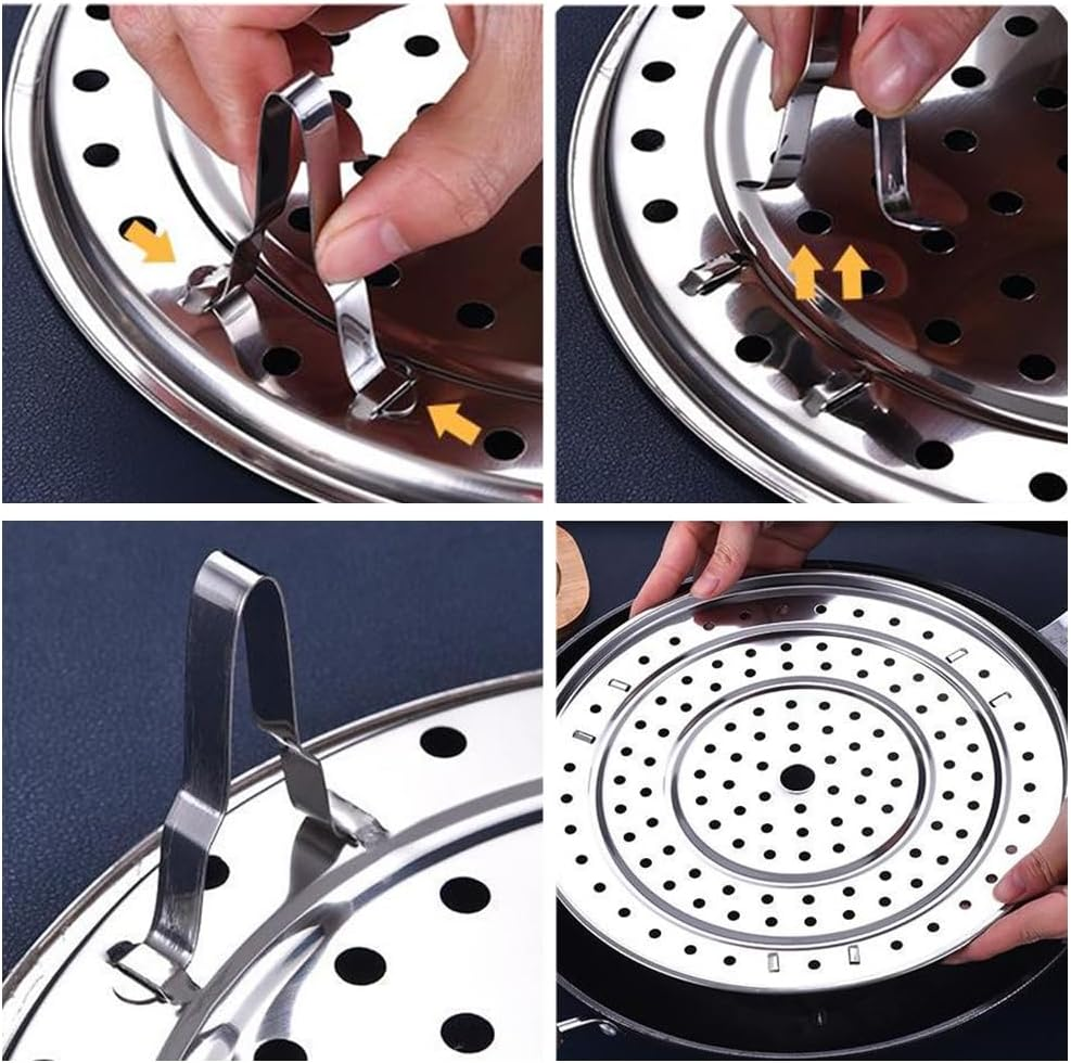3 Pcs round Stainless Steel Steamer Rack,Granmagazz Steamer Rack Holder Stainless Steel Steaming Tray Multi-Functional Steamer Basket Steamer Insert for Food and Dumplings Vegetable Seafood Cooking image number 2