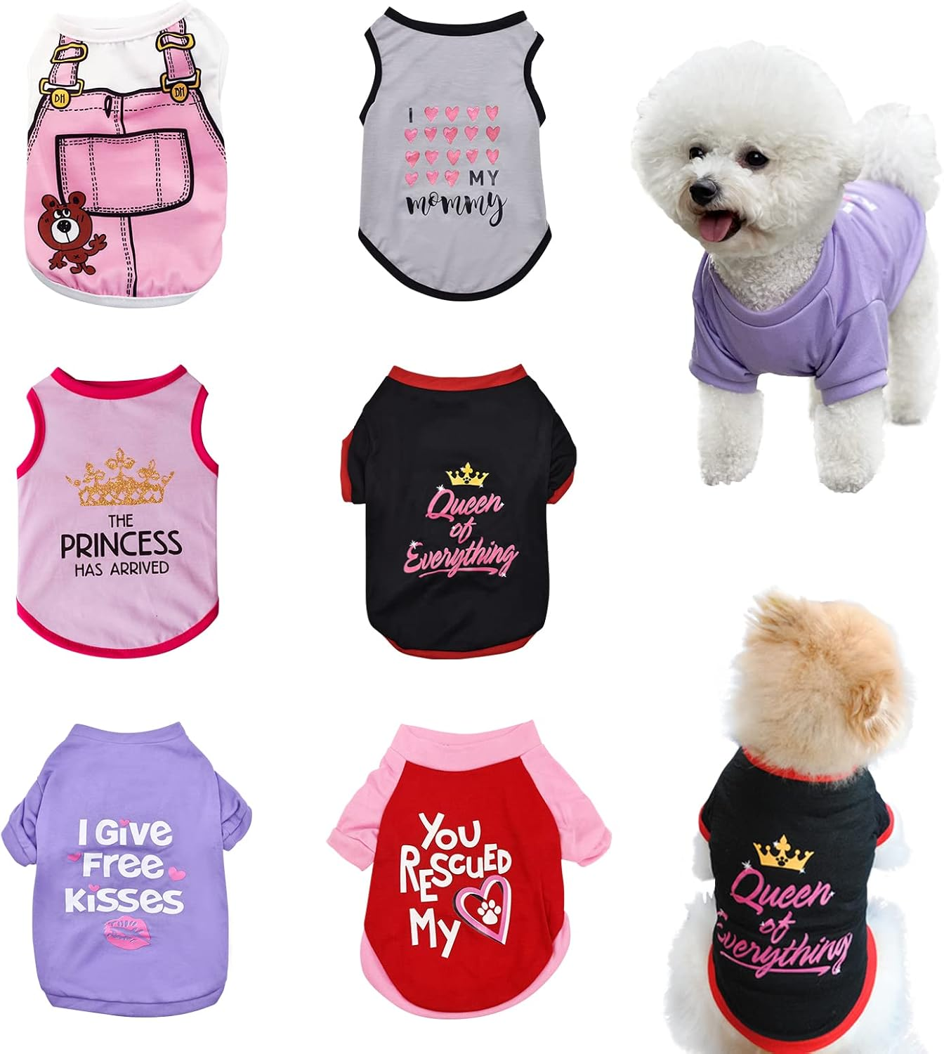 KATOLK 6 Pieces Dog Dresses for Small Dogs Girls, Cute Princess Puppy Kitten Dog Dresses with Flowers and Bowknot for Pet Cats, Small Dogs' Outfits Female Pet Skirts Clothes for Chihuahua Yorkies